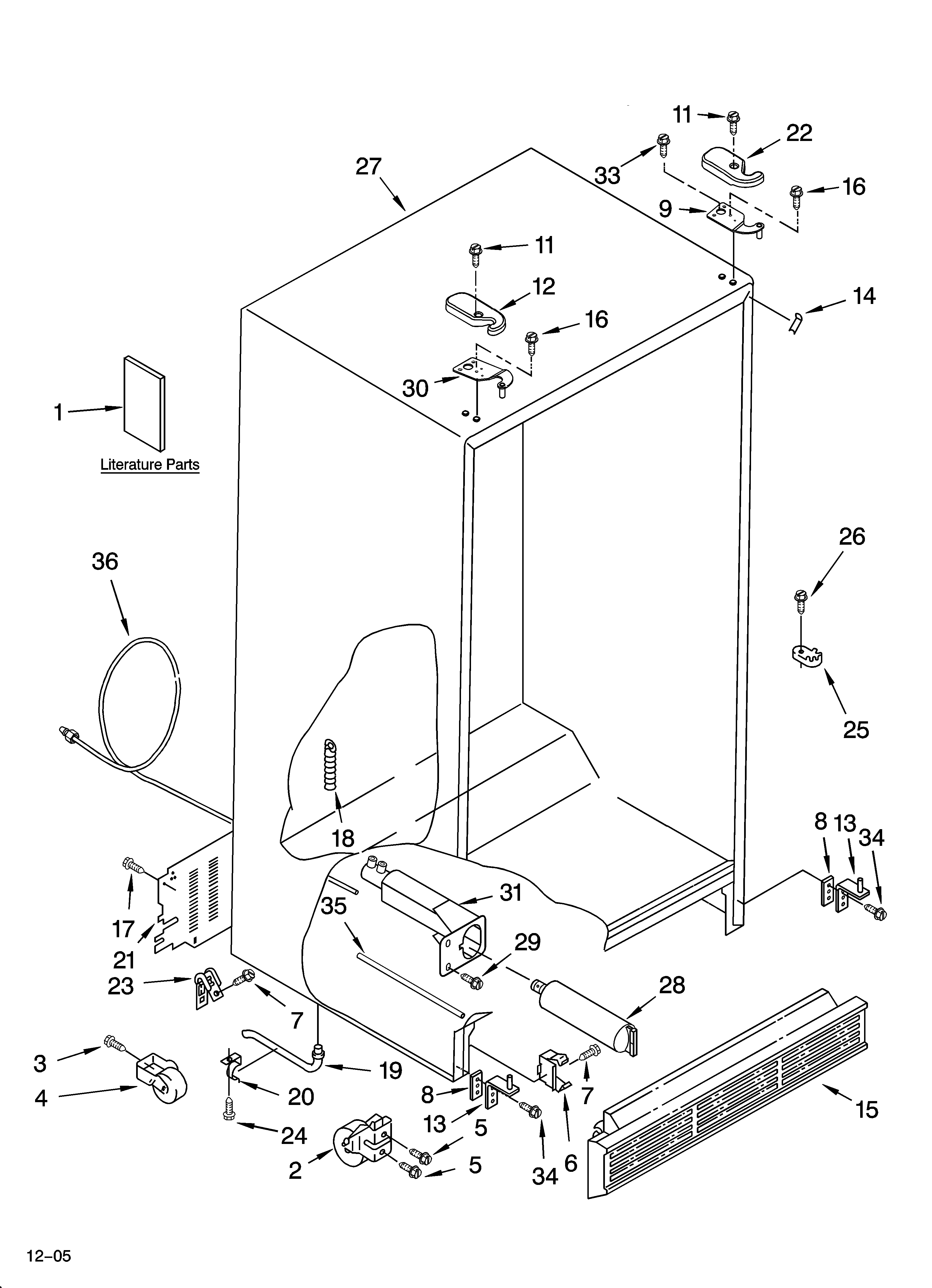 Crosley CS22AFXKQ06 cabinet parts diagram