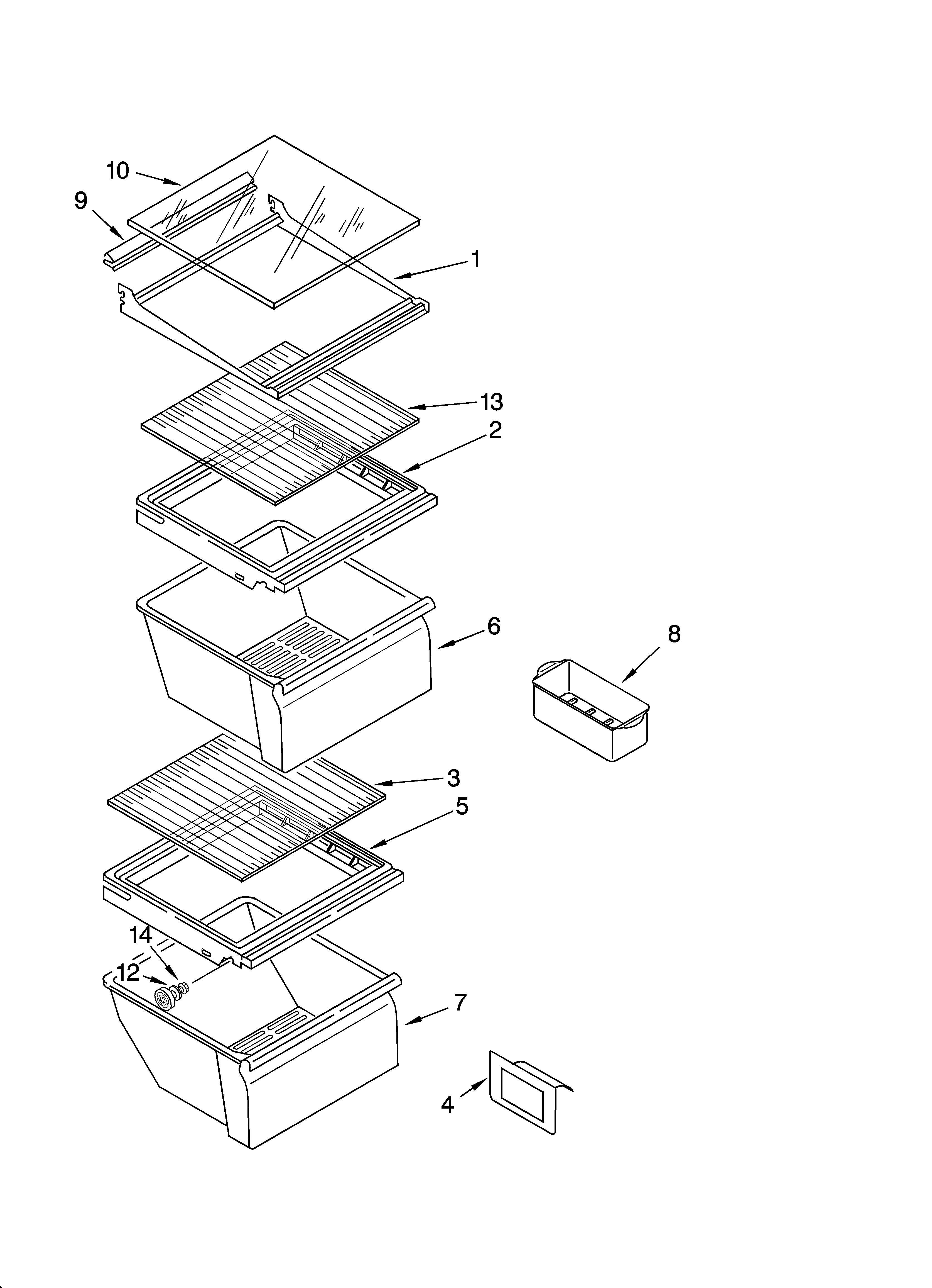 Crosley CS22AFXKQ06 refrigerator shelf parts diagram