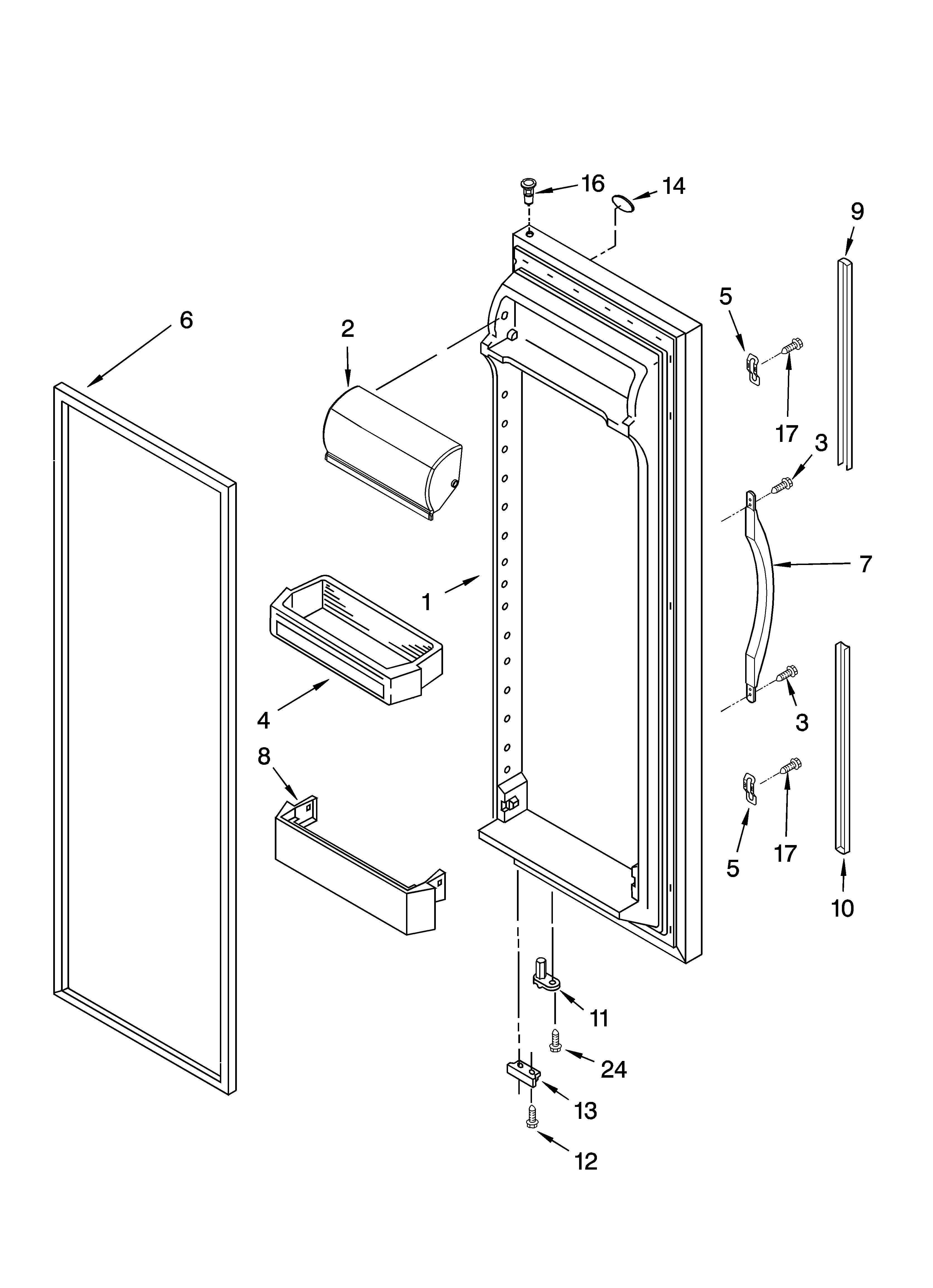 Crosley CS22AFXKQ06 refrigerator door parts diagram