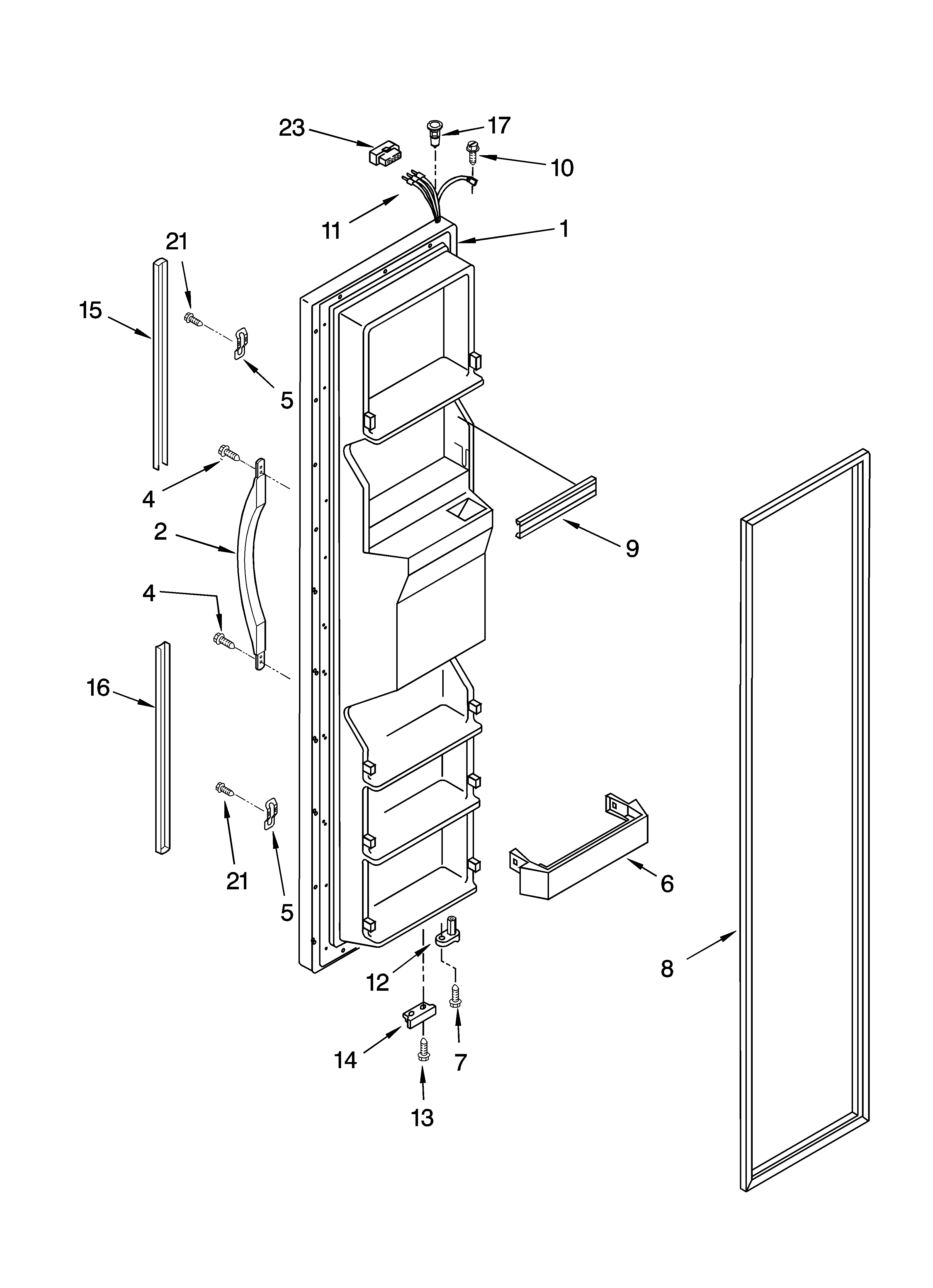 Crosley CS22AFXKQ06 freezer door parts diagram