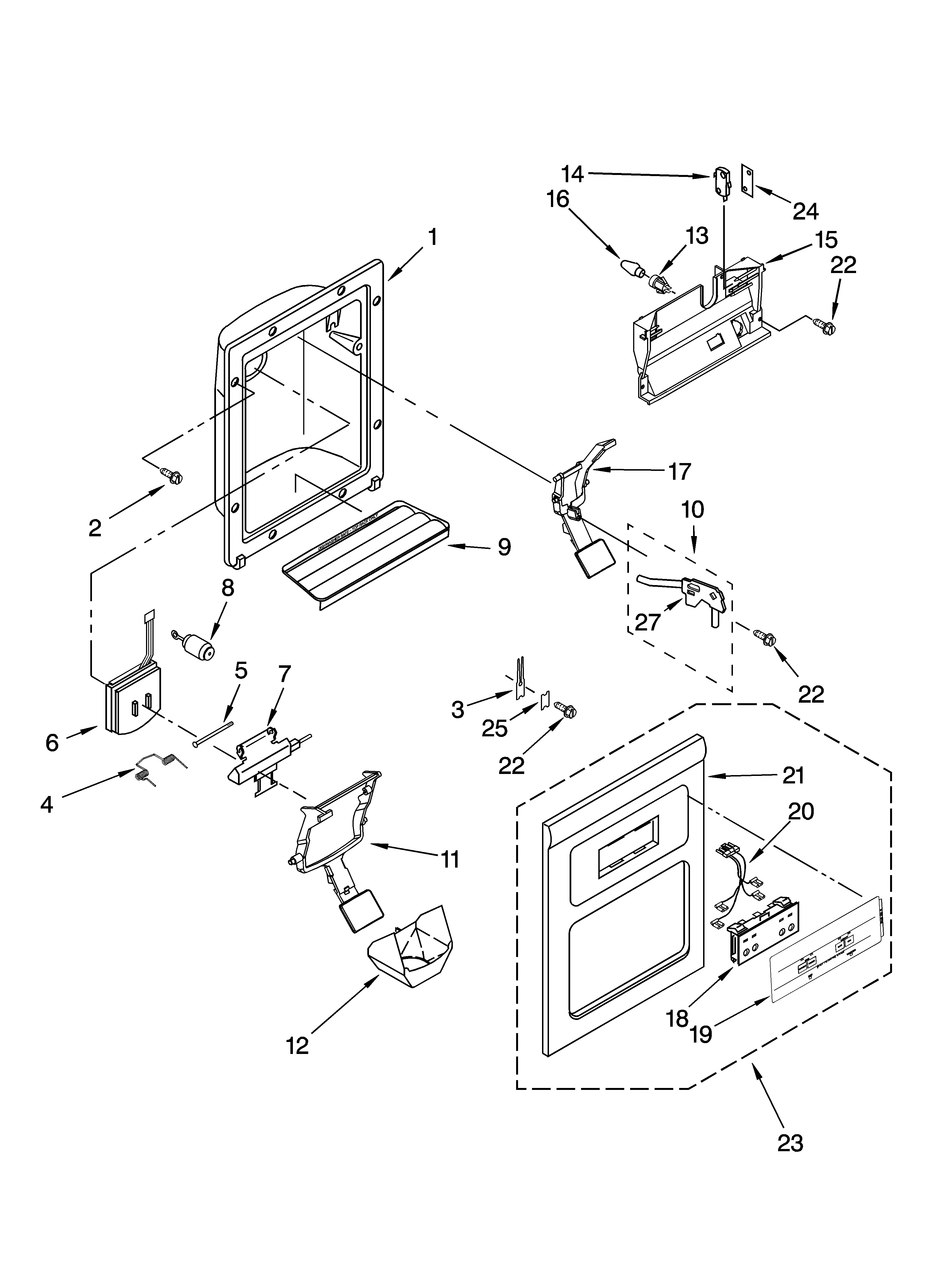 Crosley CS22AFXKQ06 dispenser front parts diagram