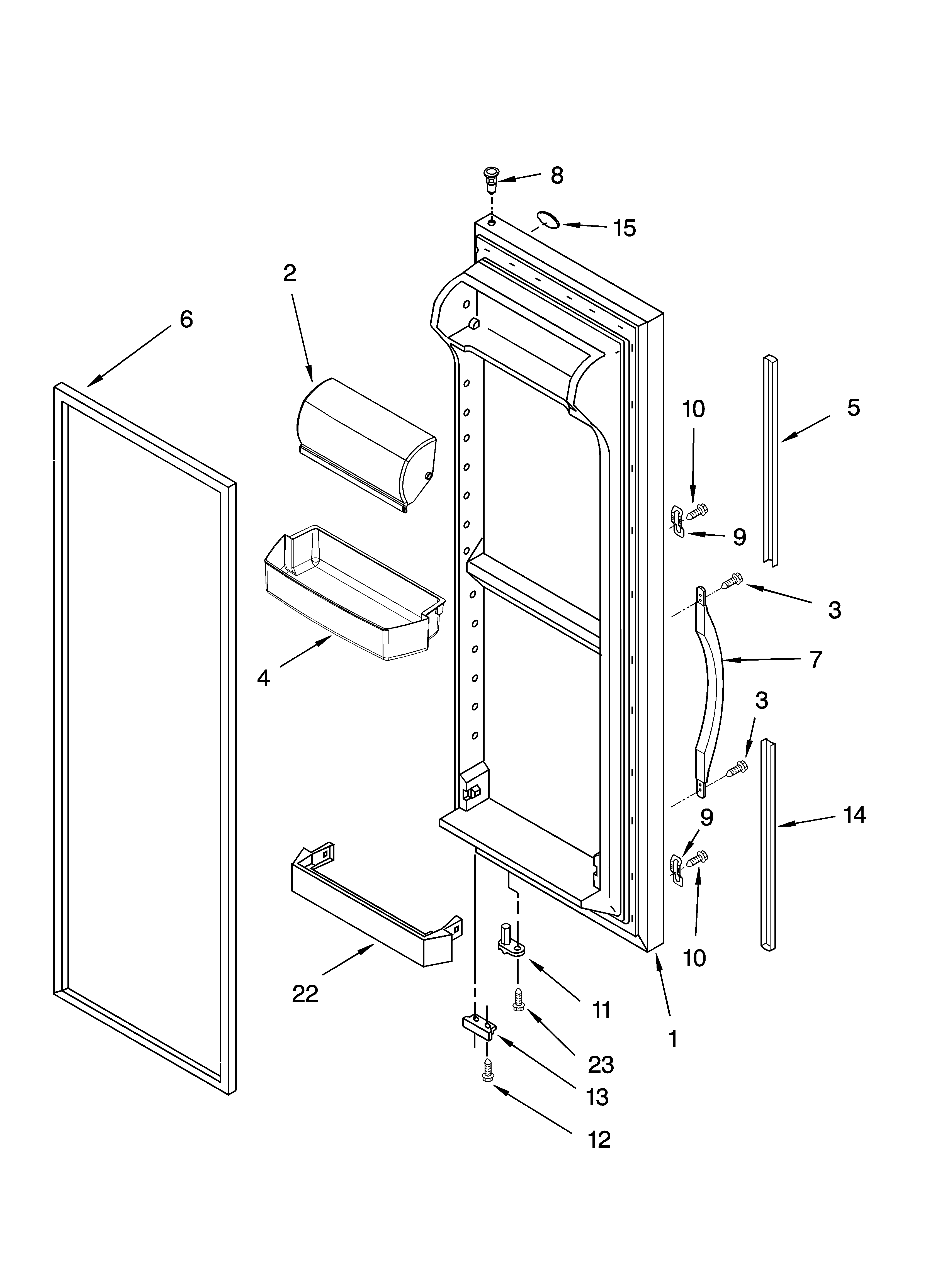 Crosley CS25AFXKQ05 refrigerator door parts diagram