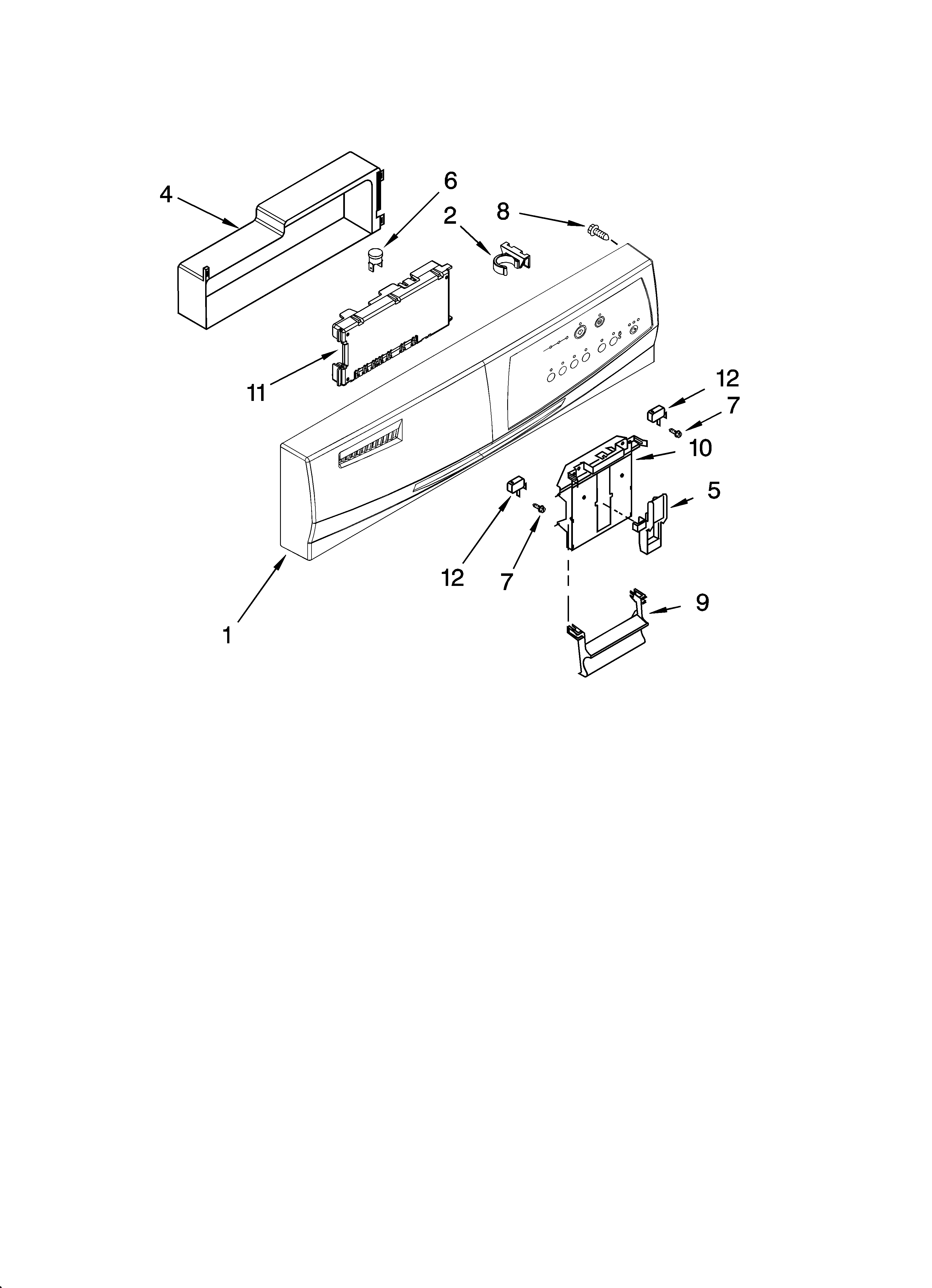 Whirlpool DU1050XTPQ7 control panel parts diagram