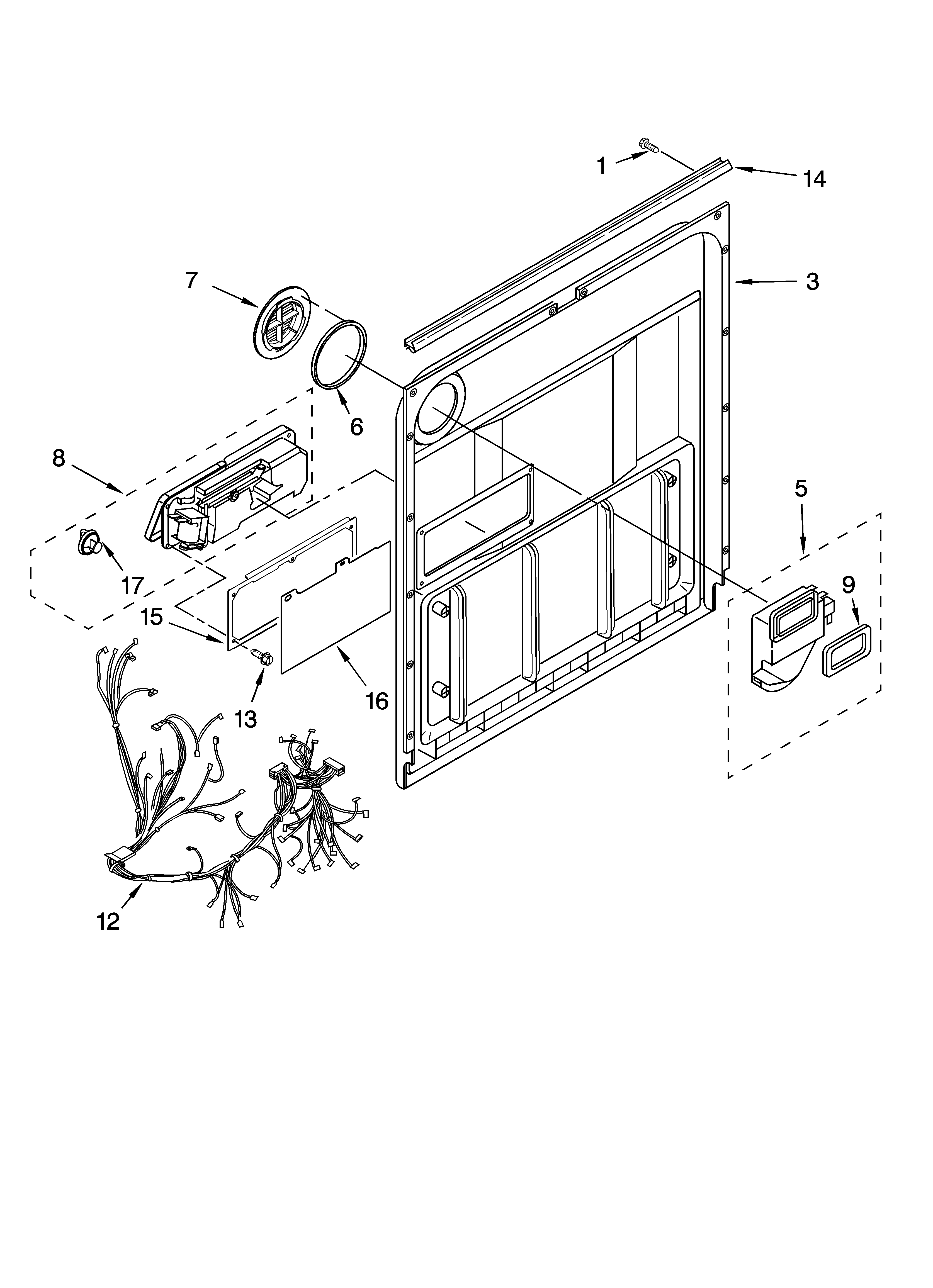 Whirlpool DU1050XTPQ7 door and latch parts diagram