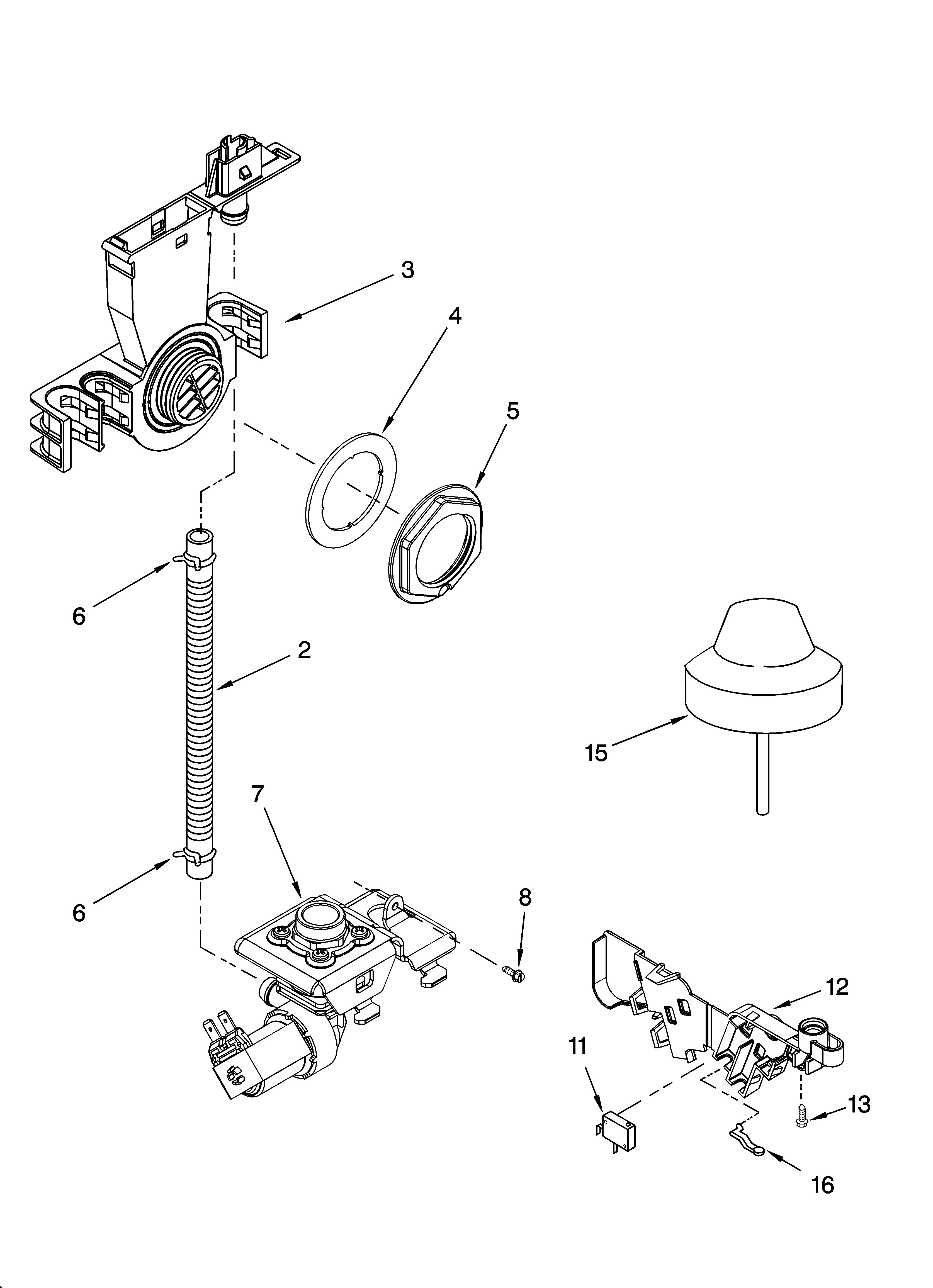 Whirlpool DU1050XTPQ7 fill and overfill parts diagram