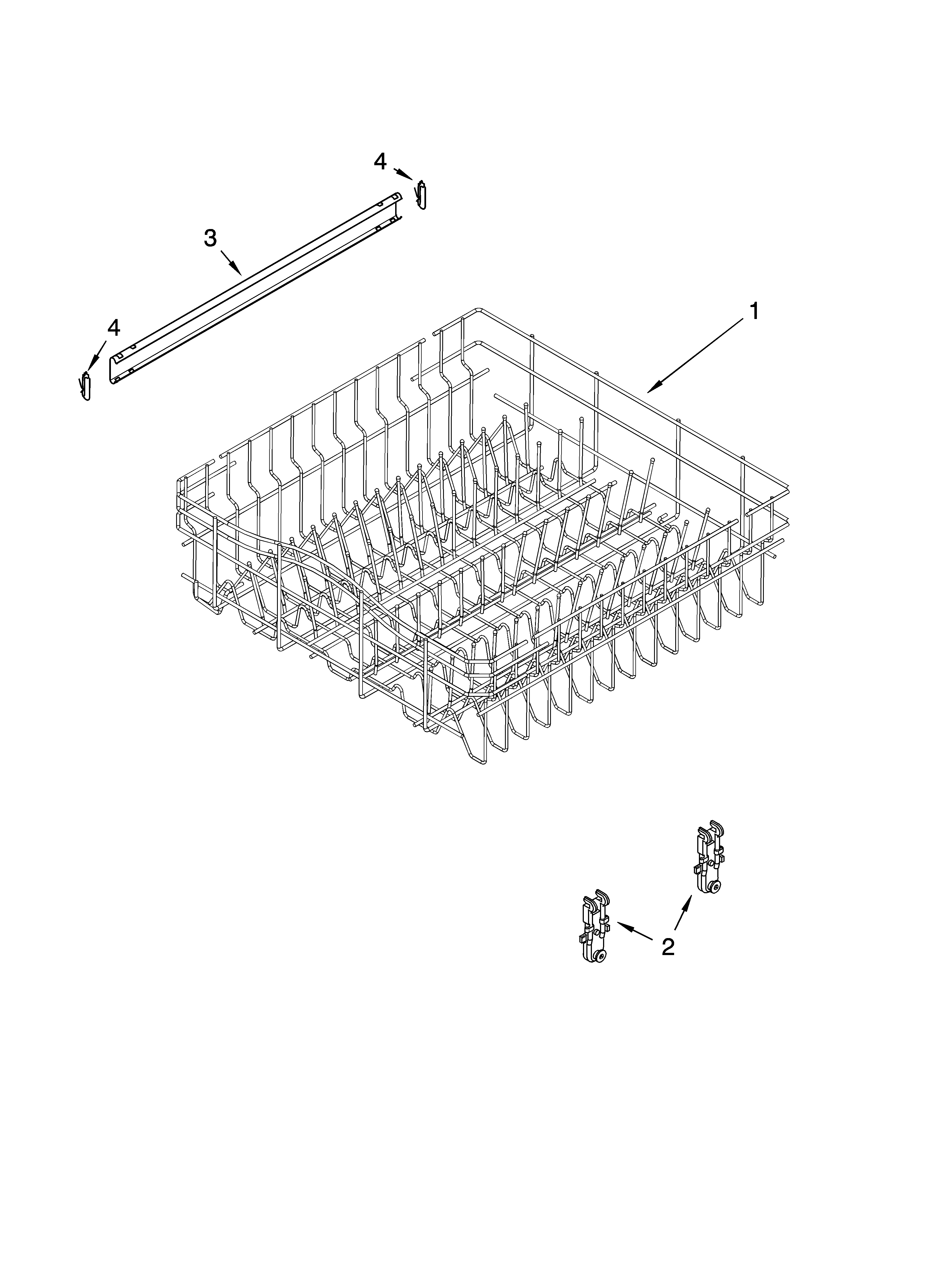 Whirlpool DU1050XTPQ7 upper rack and track parts diagram