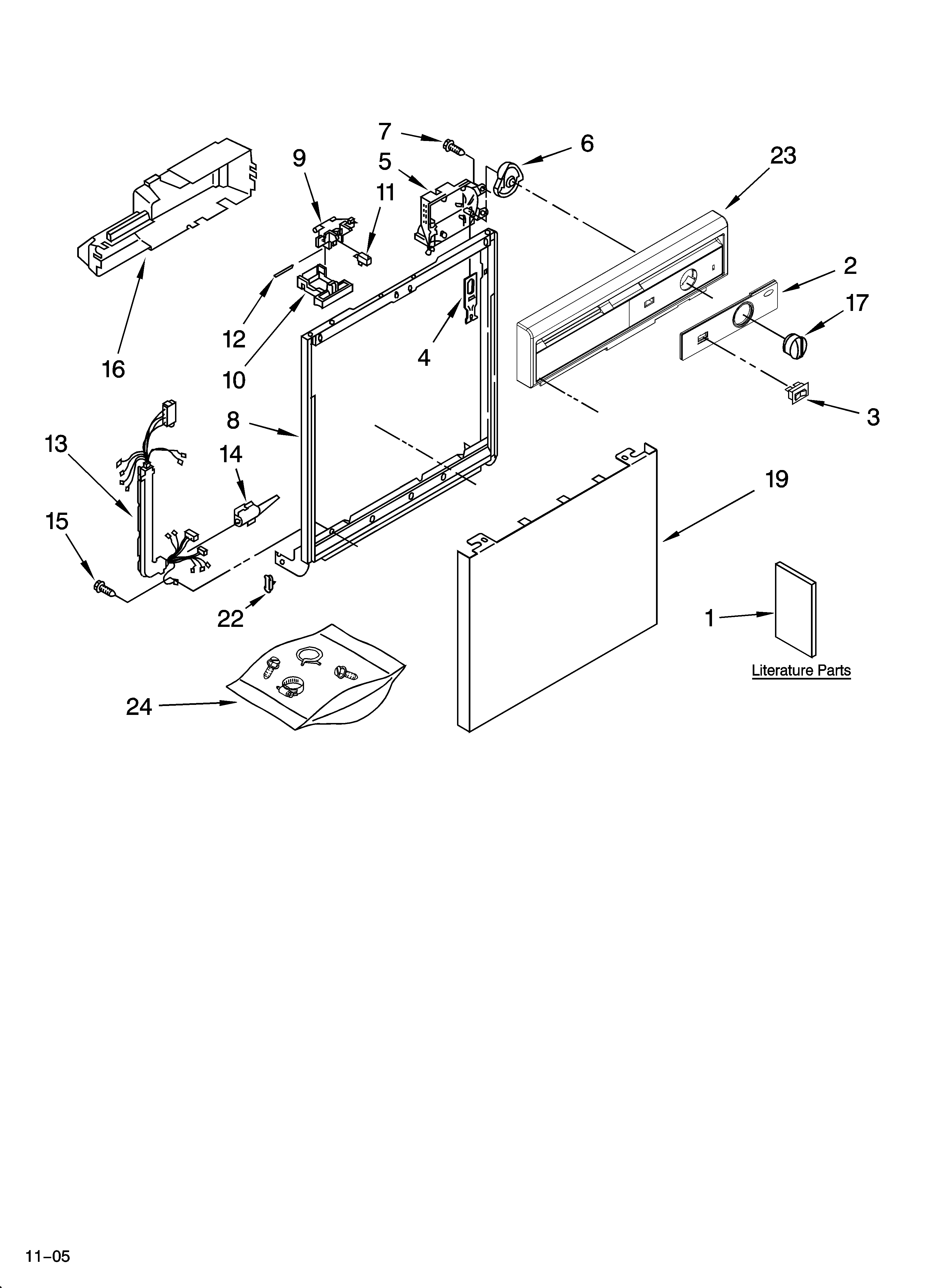 Whirlpool DU811SWPQ2 frame and console parts diagram