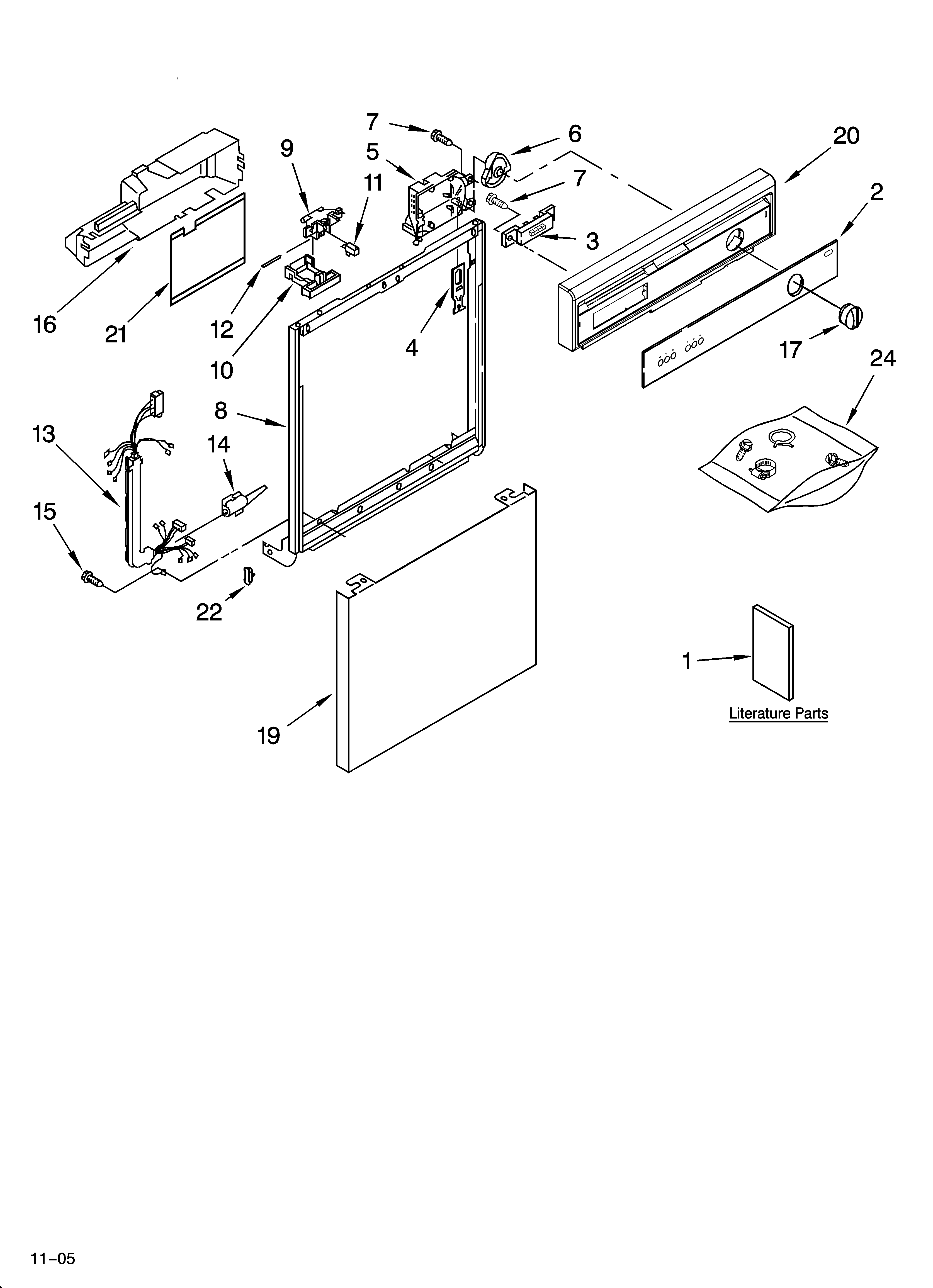 Whirlpool DU840SWPT2 frame and console parts diagram