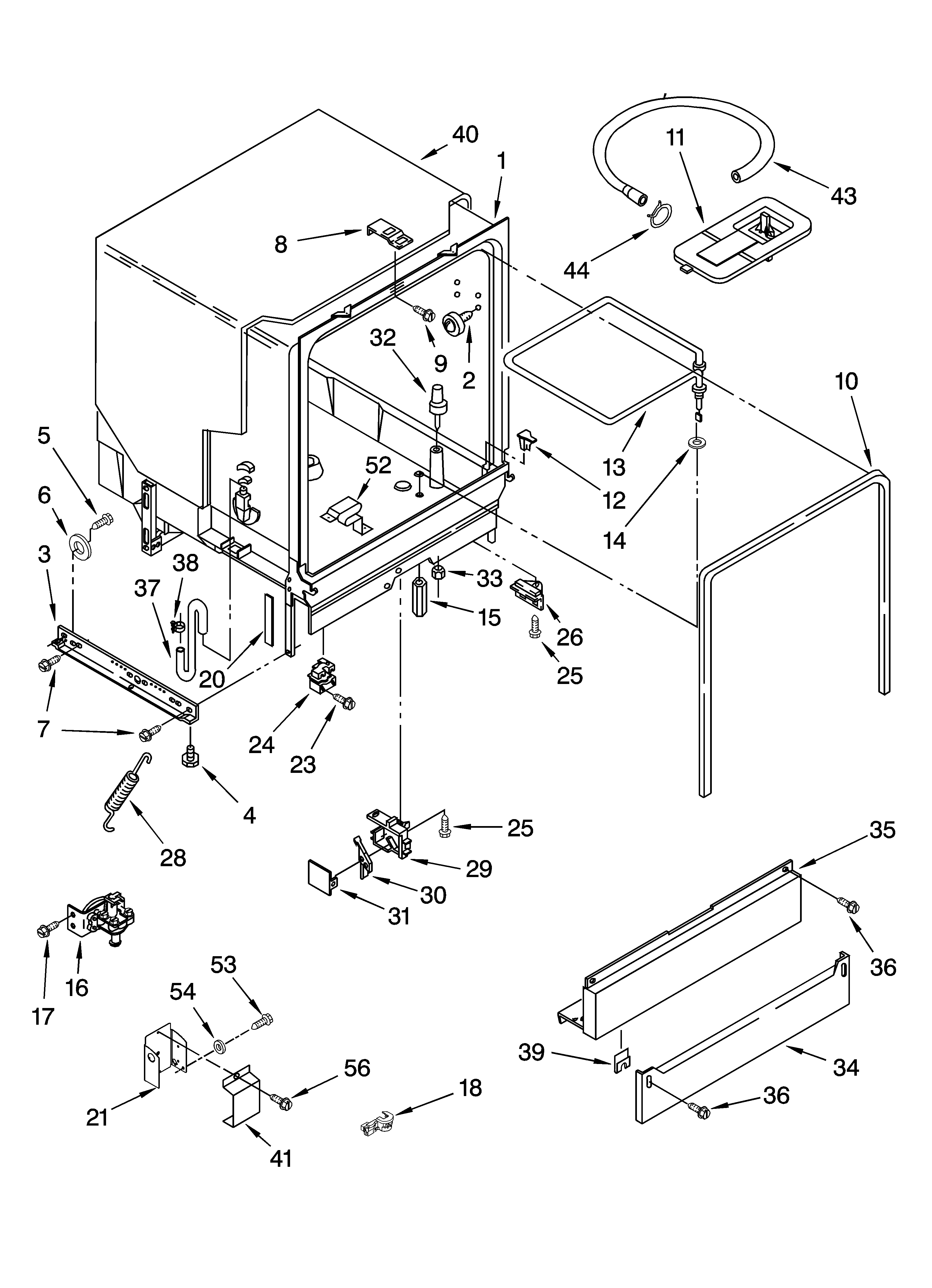Whirlpool DU840SWPT2 tub assembly parts diagram