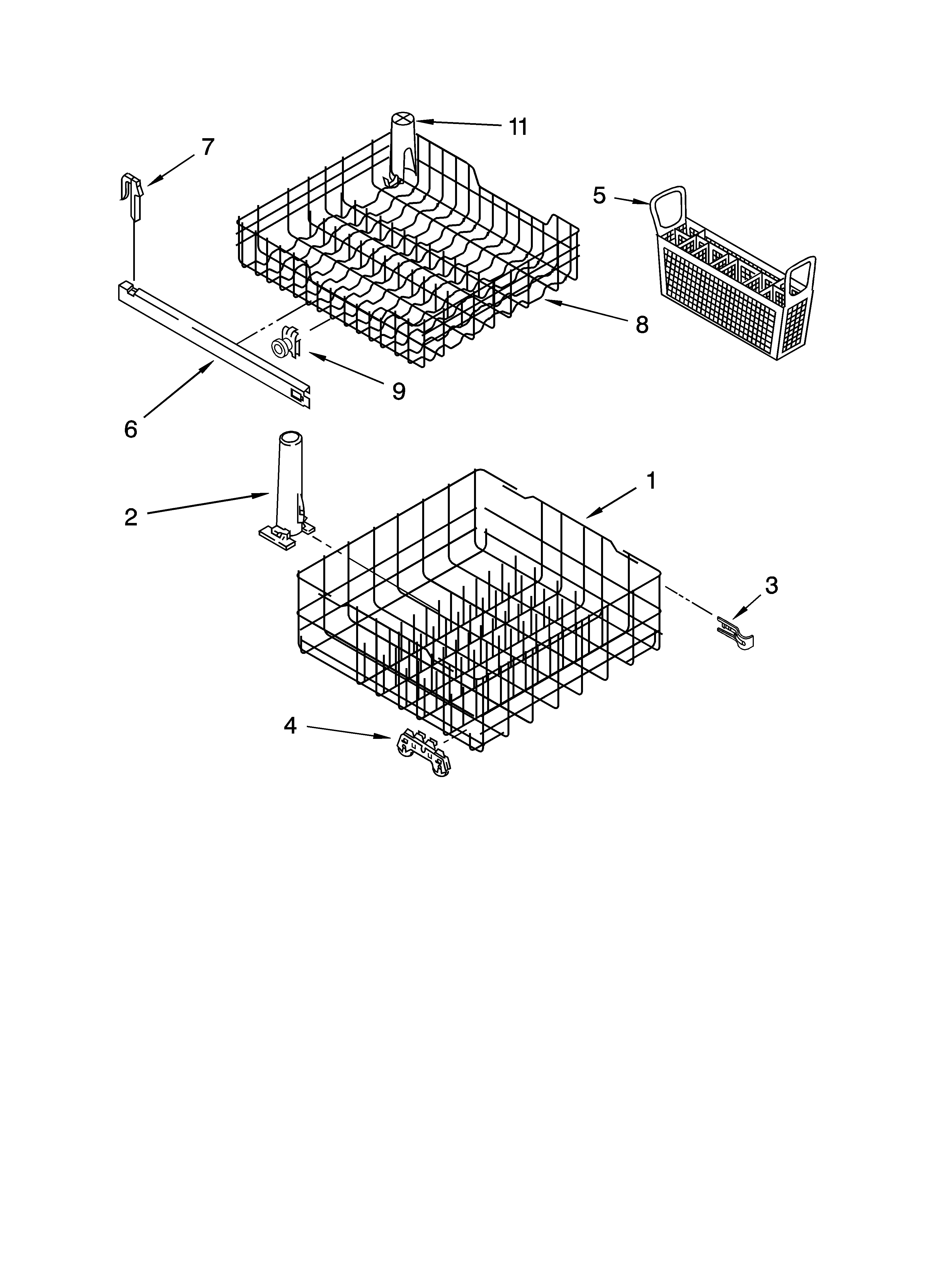 Whirlpool DU840SWPT2 dishrack parts, optional parts (not included) diagram