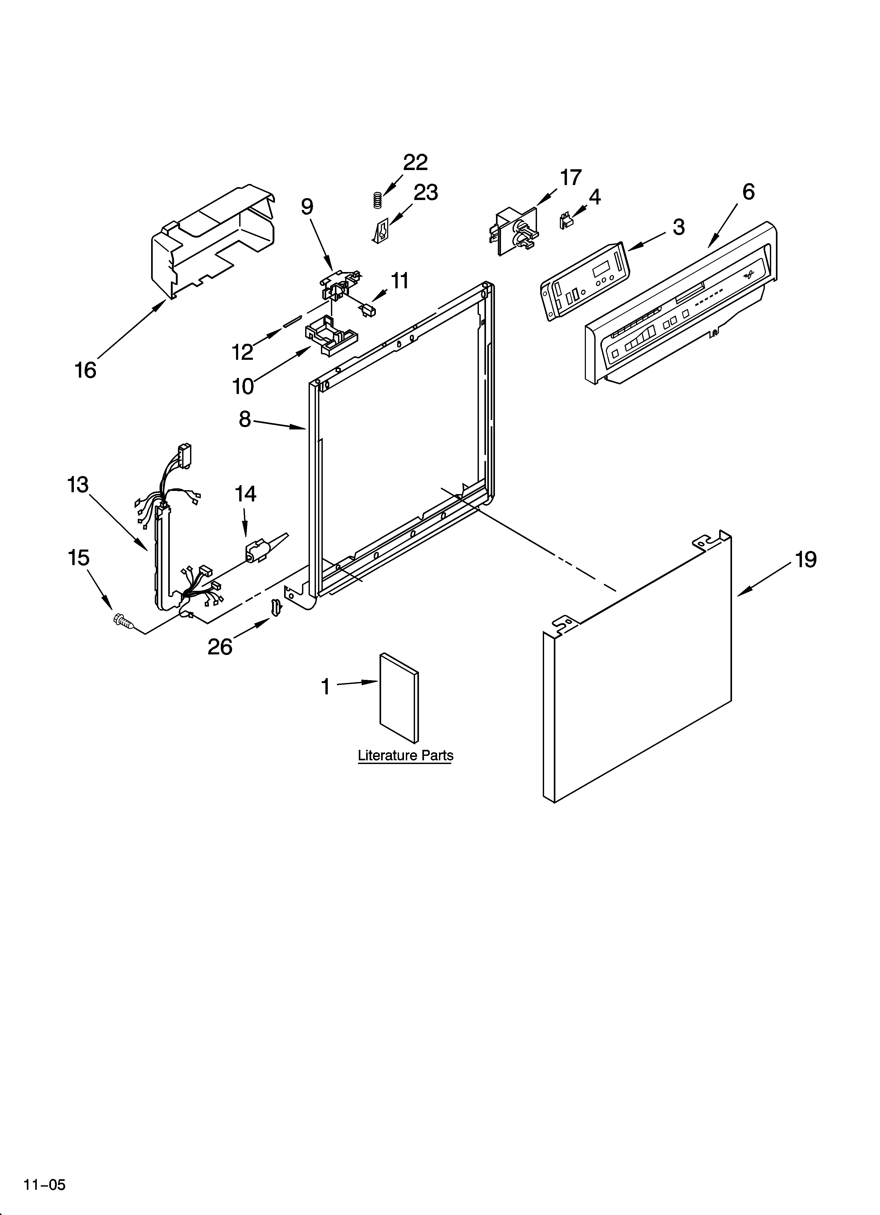 Whirlpool DU930PWPT2 frame and console parts diagram