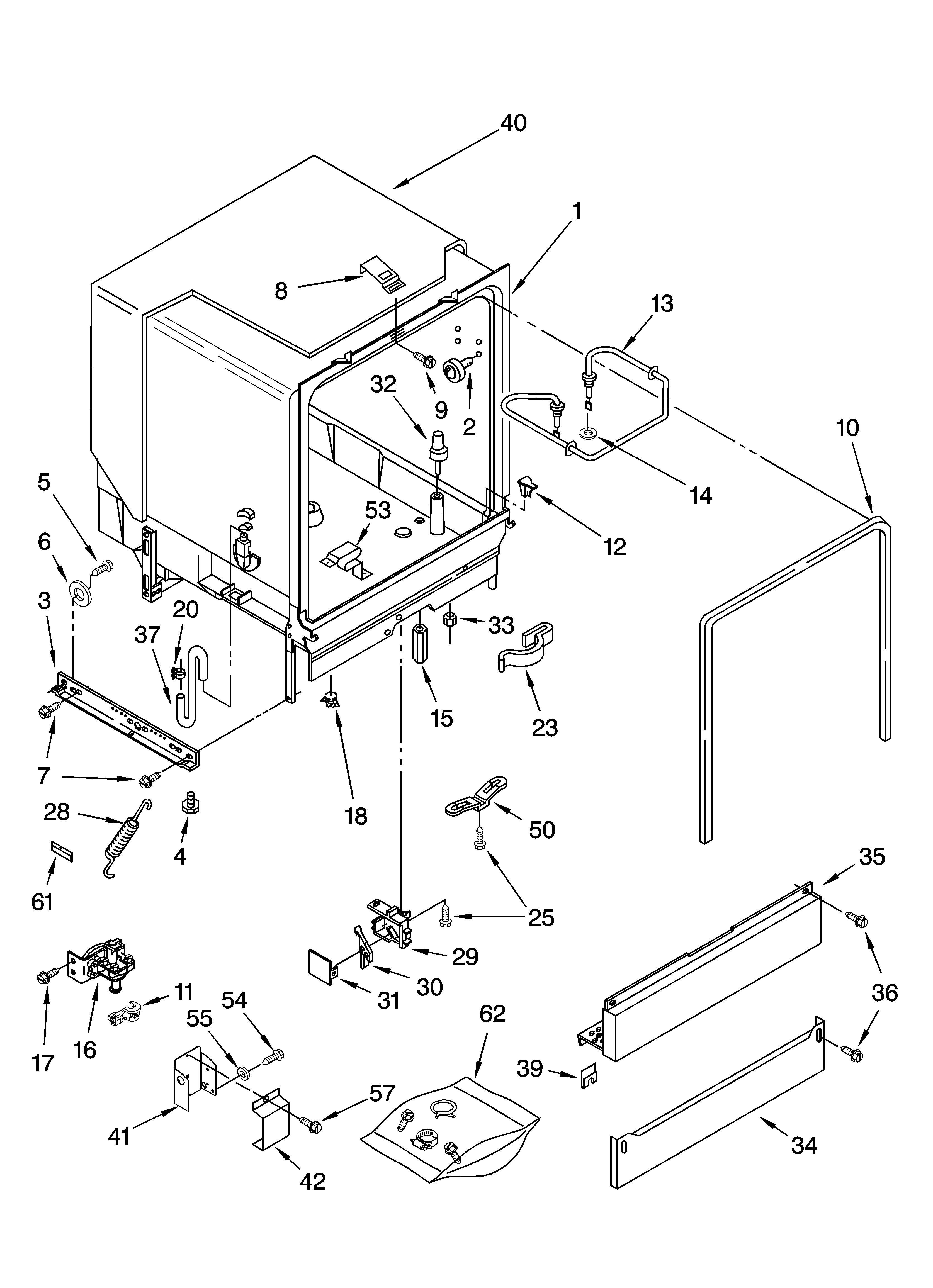Whirlpool DU930PWPT2 tub assembly parts diagram