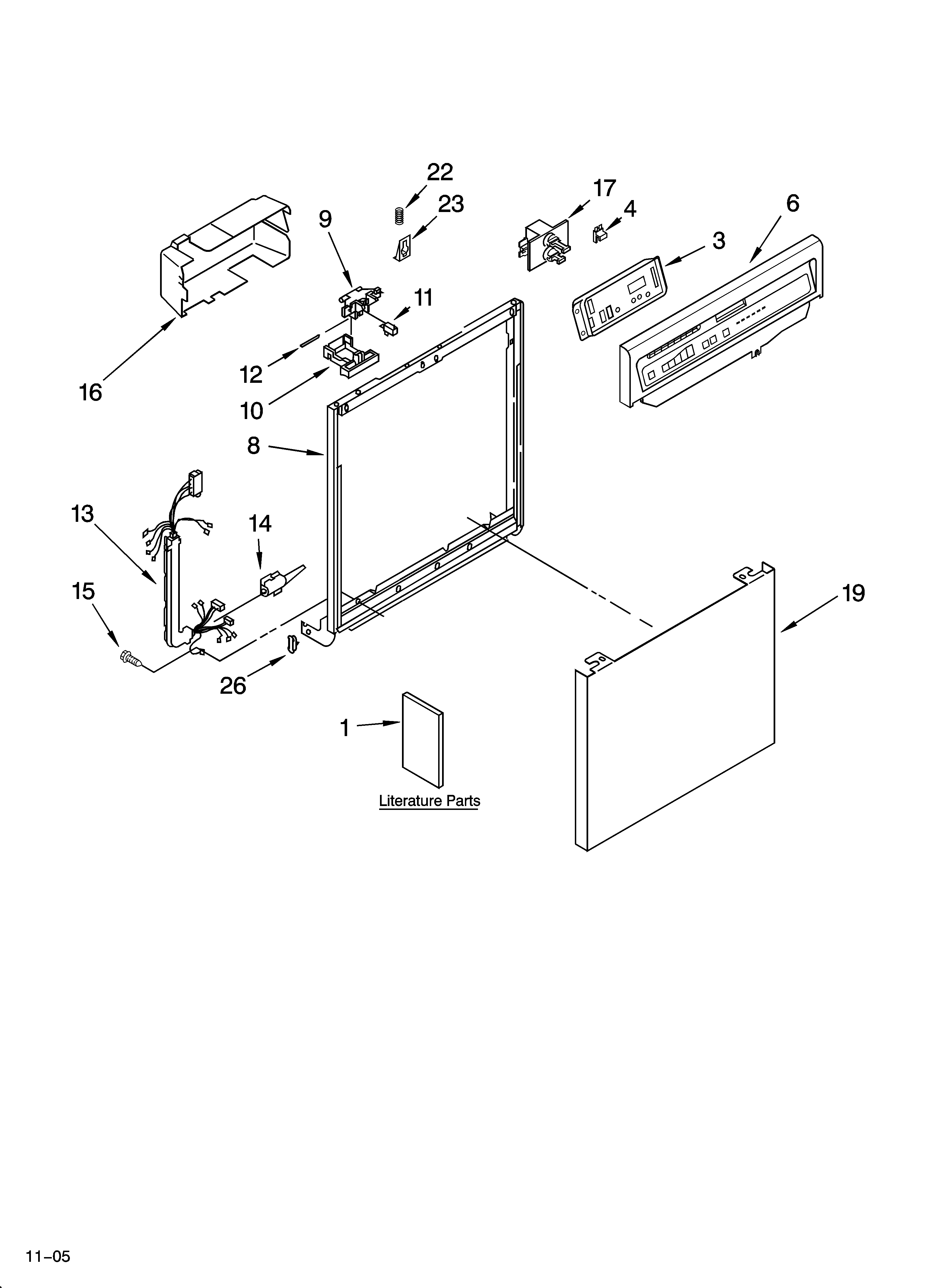 Whirlpool DU945PWPB2 frame and console parts diagram