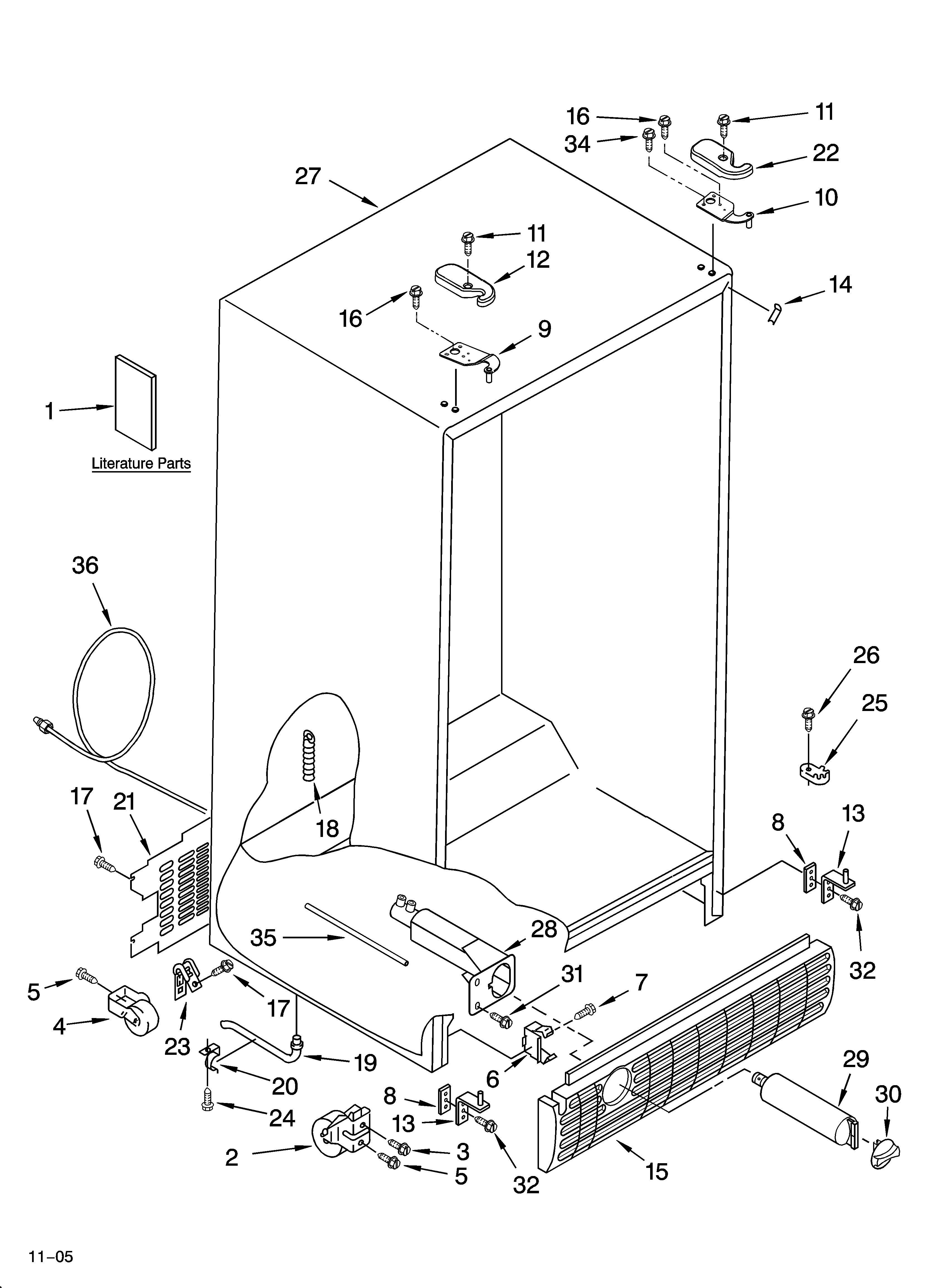 Whirlpool ED2VHGXMB01 cabinet parts diagram