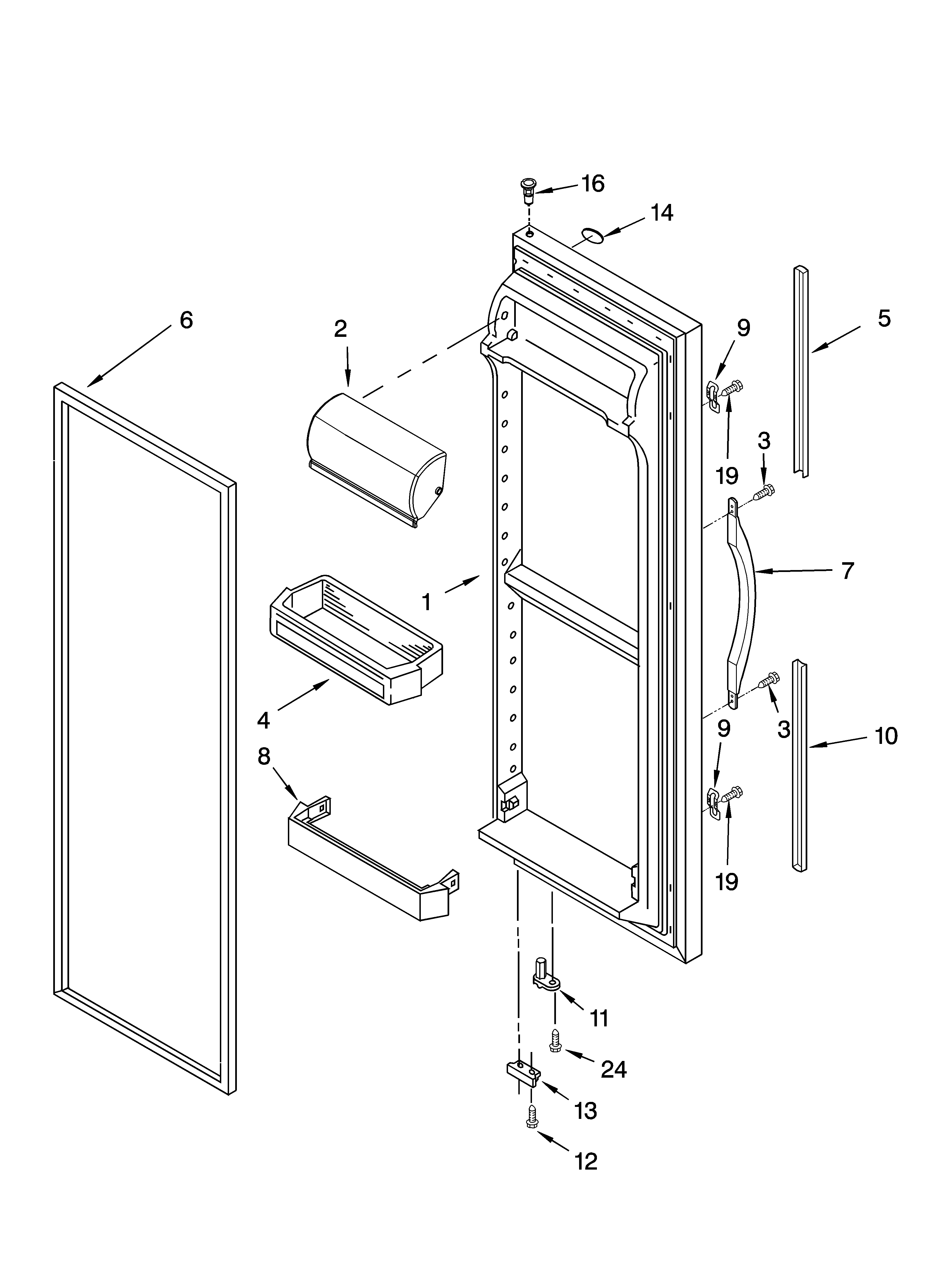 Whirlpool ED2VHGXMB01 refrigerator door parts diagram
