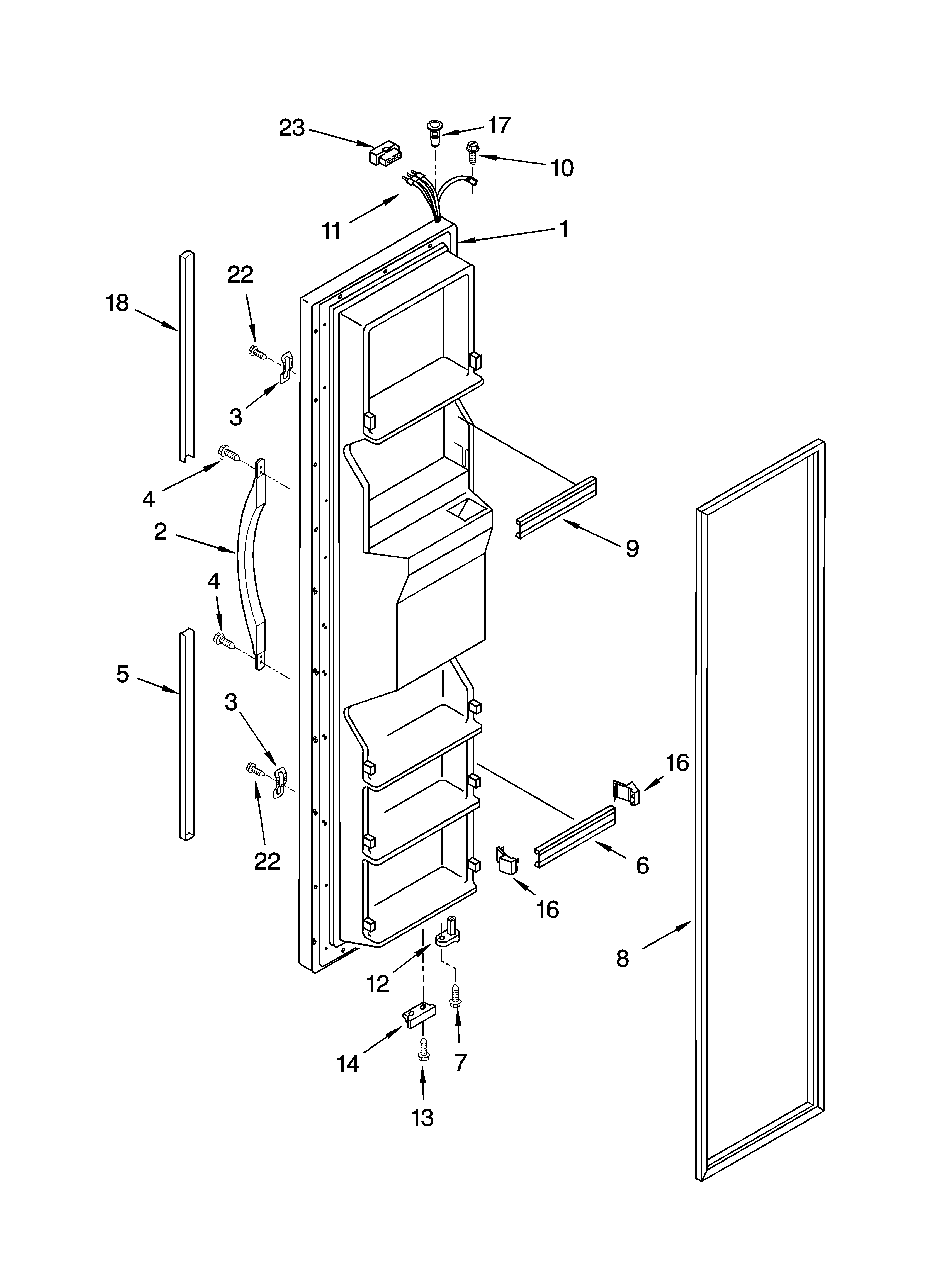 Whirlpool ED2VHGXMB01 freezer door parts diagram