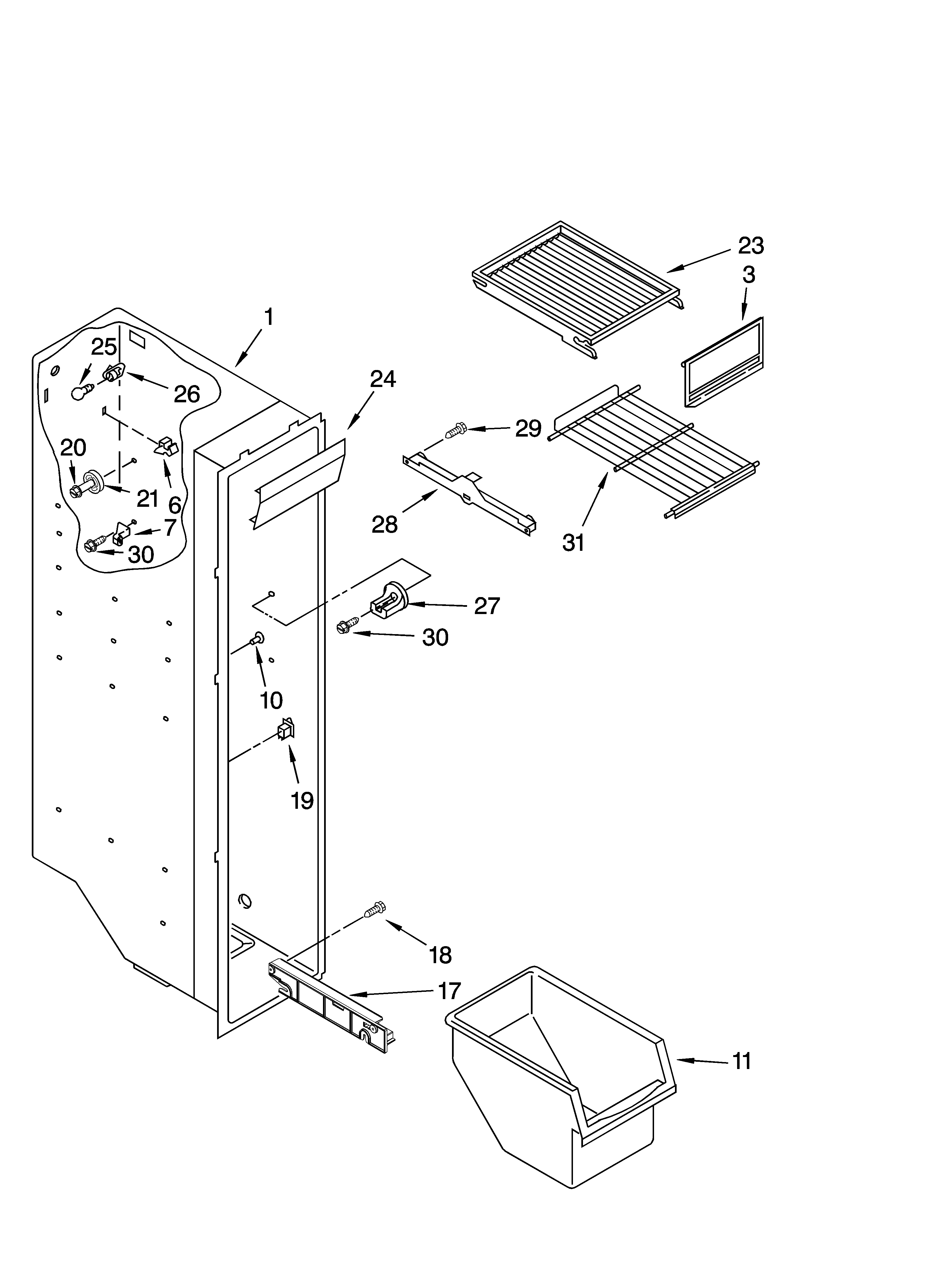 Whirlpool ED5FHGXNQ01 freezer liner parts diagram