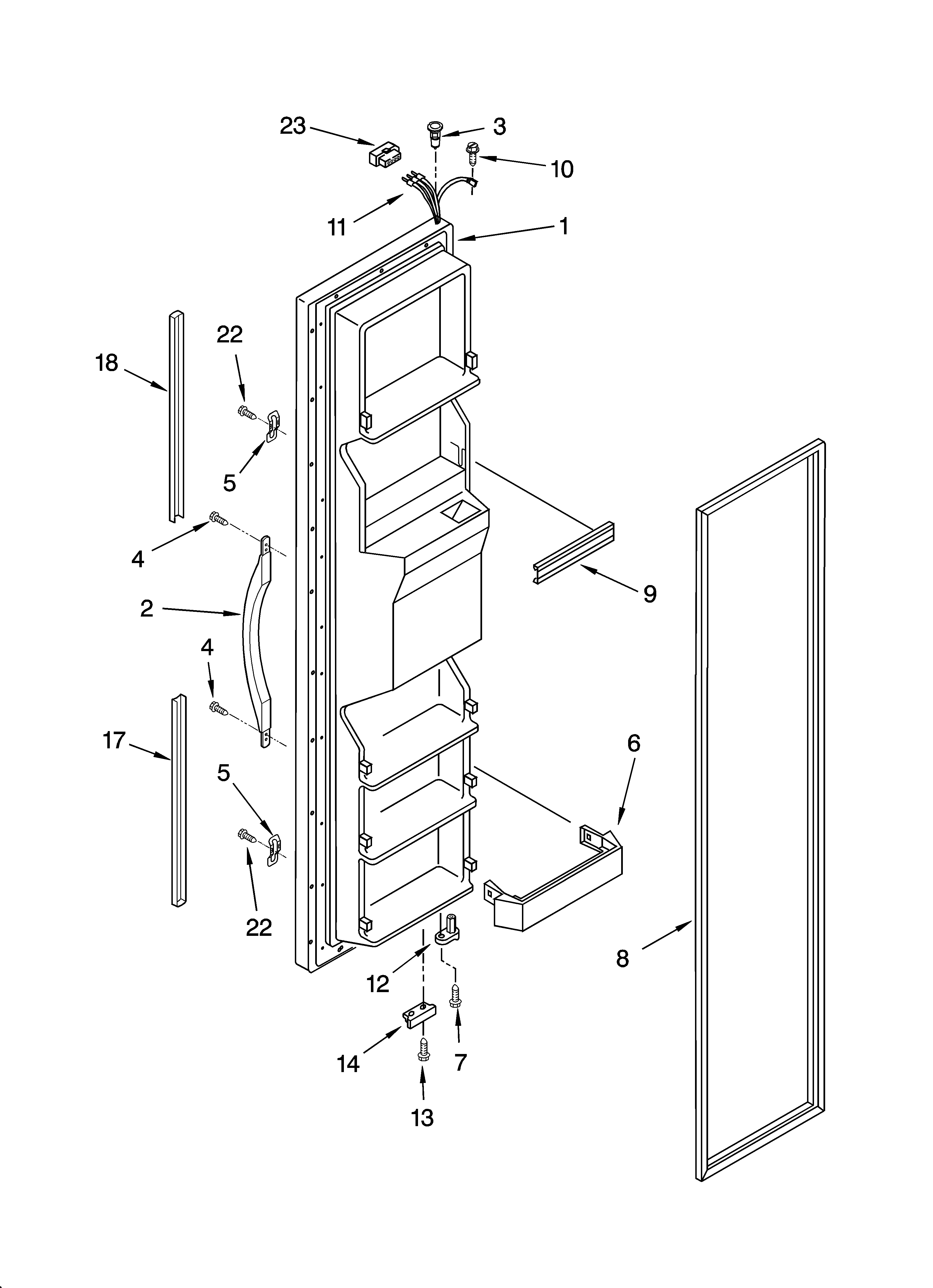 Whirlpool ED5FHGXNQ01 freezer door parts diagram