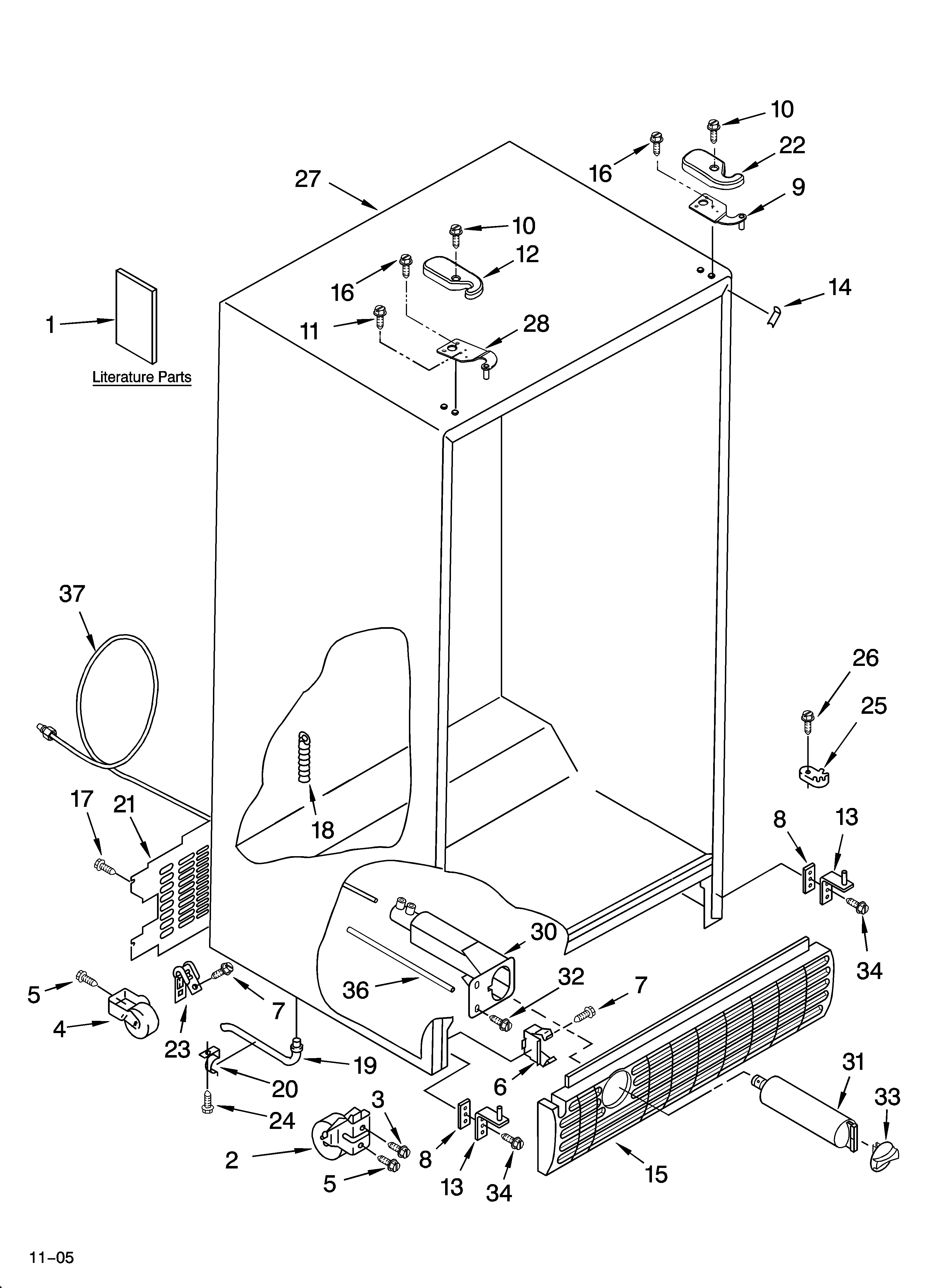 Whirlpool ED5GHEXNL02 cabinet parts diagram