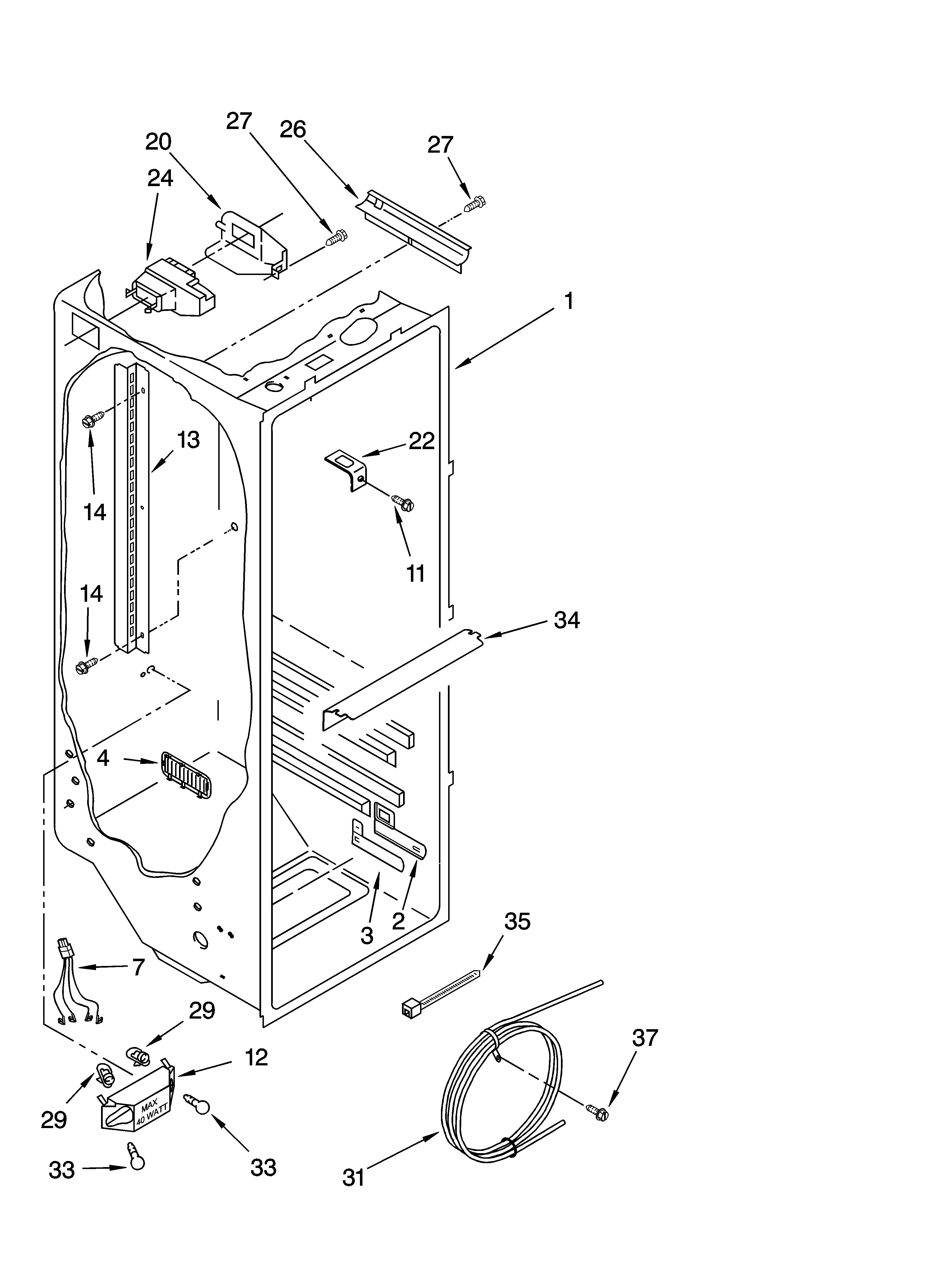 Whirlpool ED5GHEXNL02 refrigerator liner parts diagram