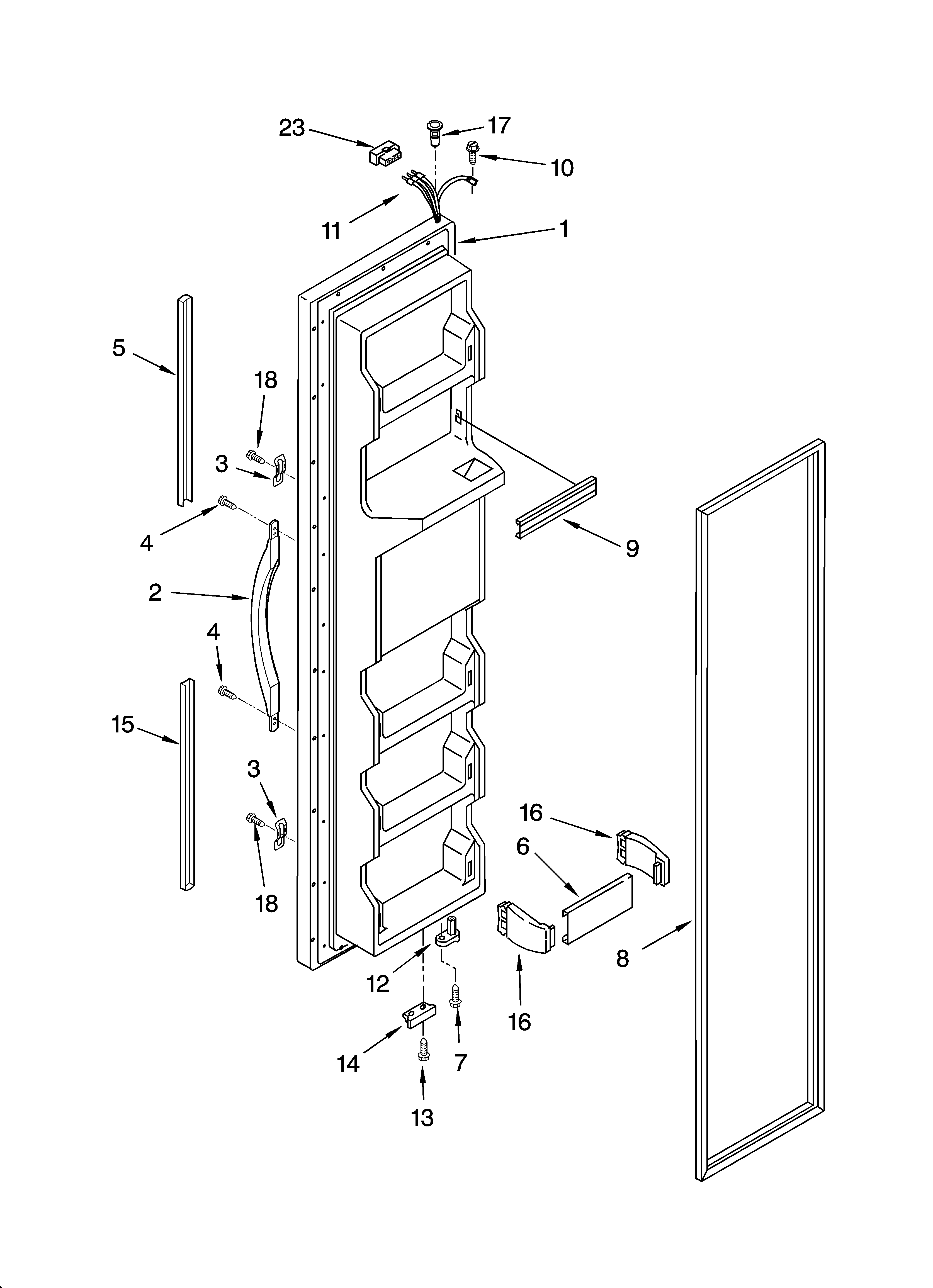 Whirlpool ED5GHEXNL02 freezer door parts diagram