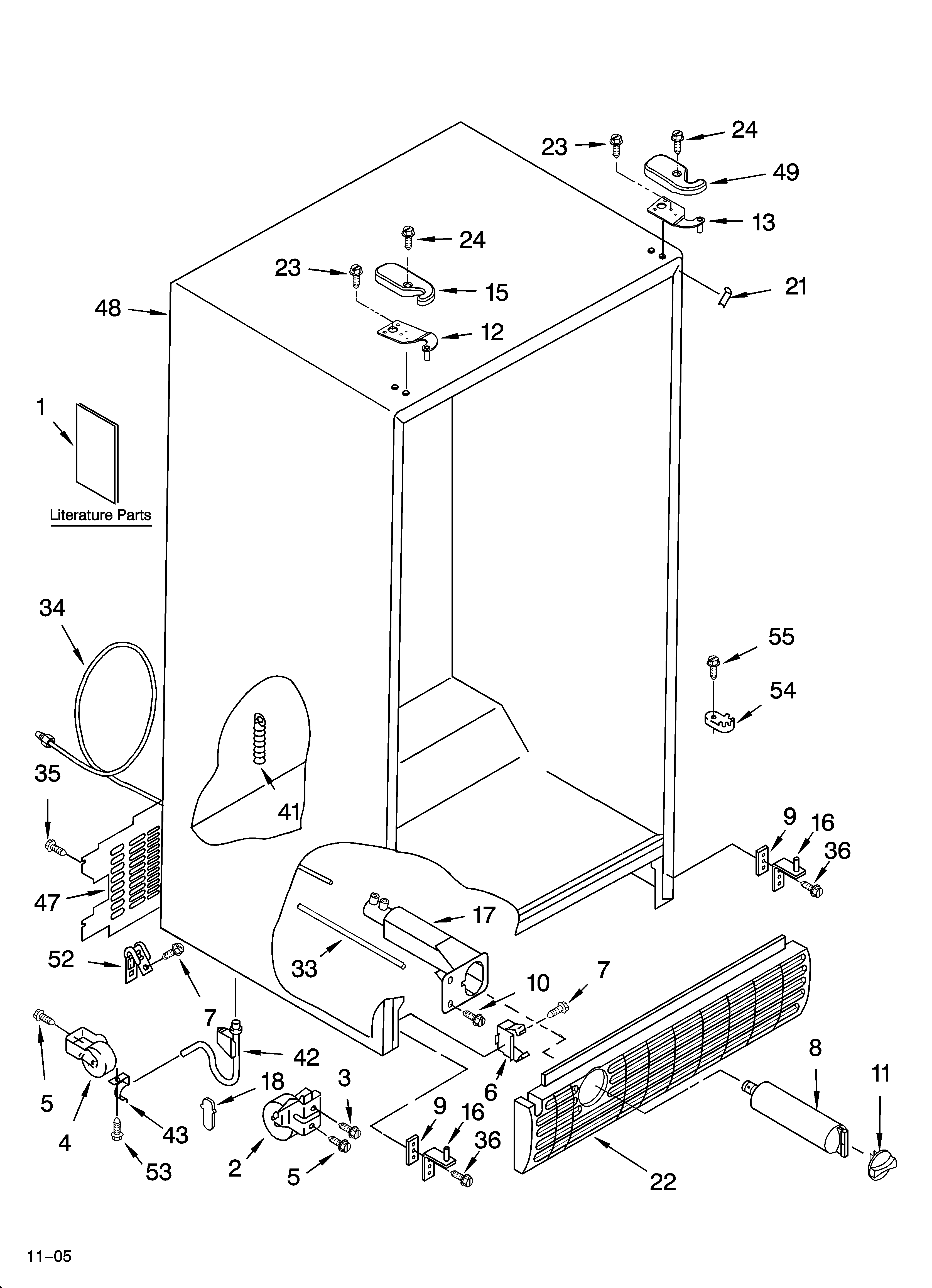 Whirlpool ED5LHAXML12 cabinet parts diagram