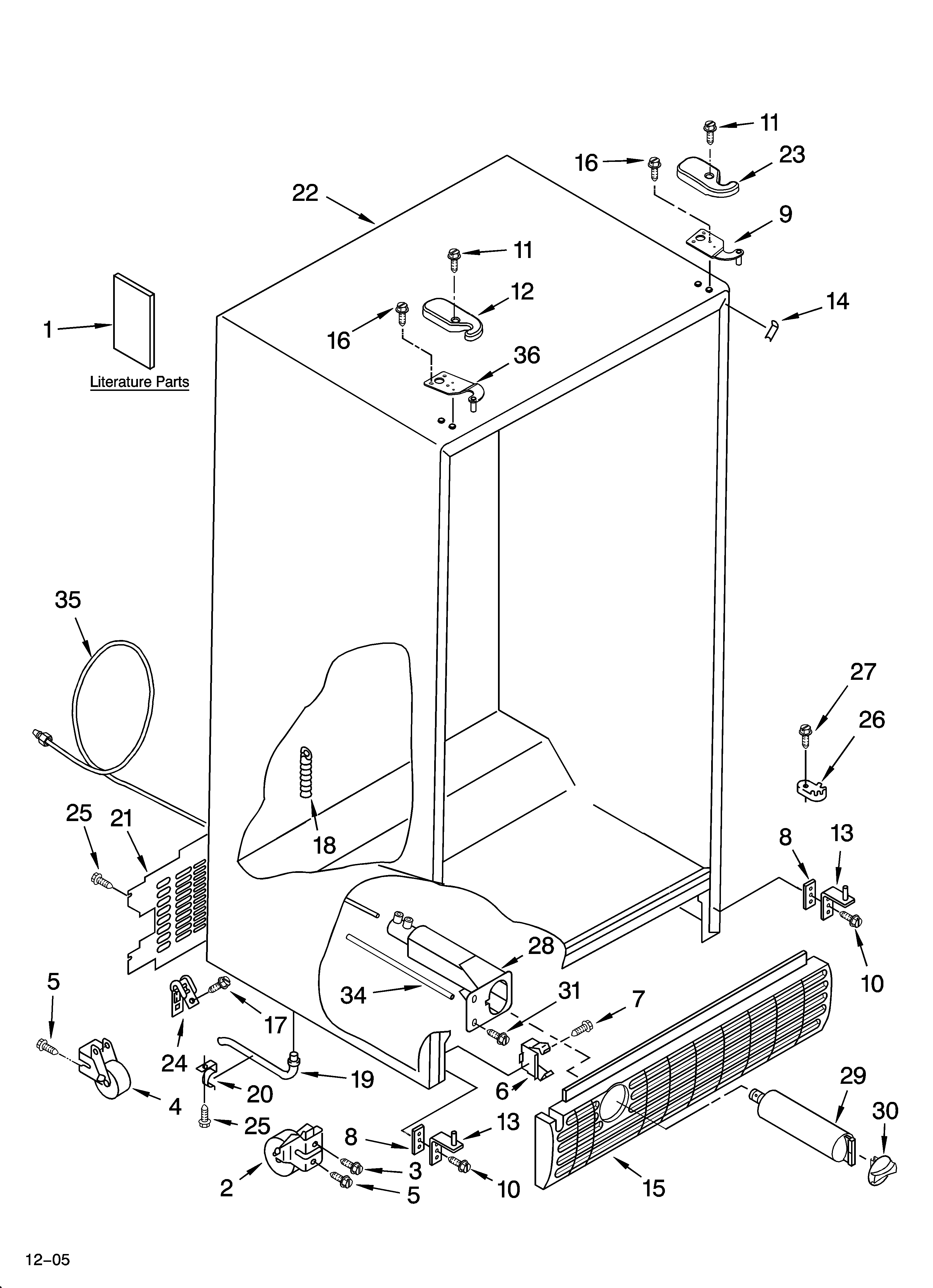 Whirlpool ED5NHAXNL03 cabinet parts diagram