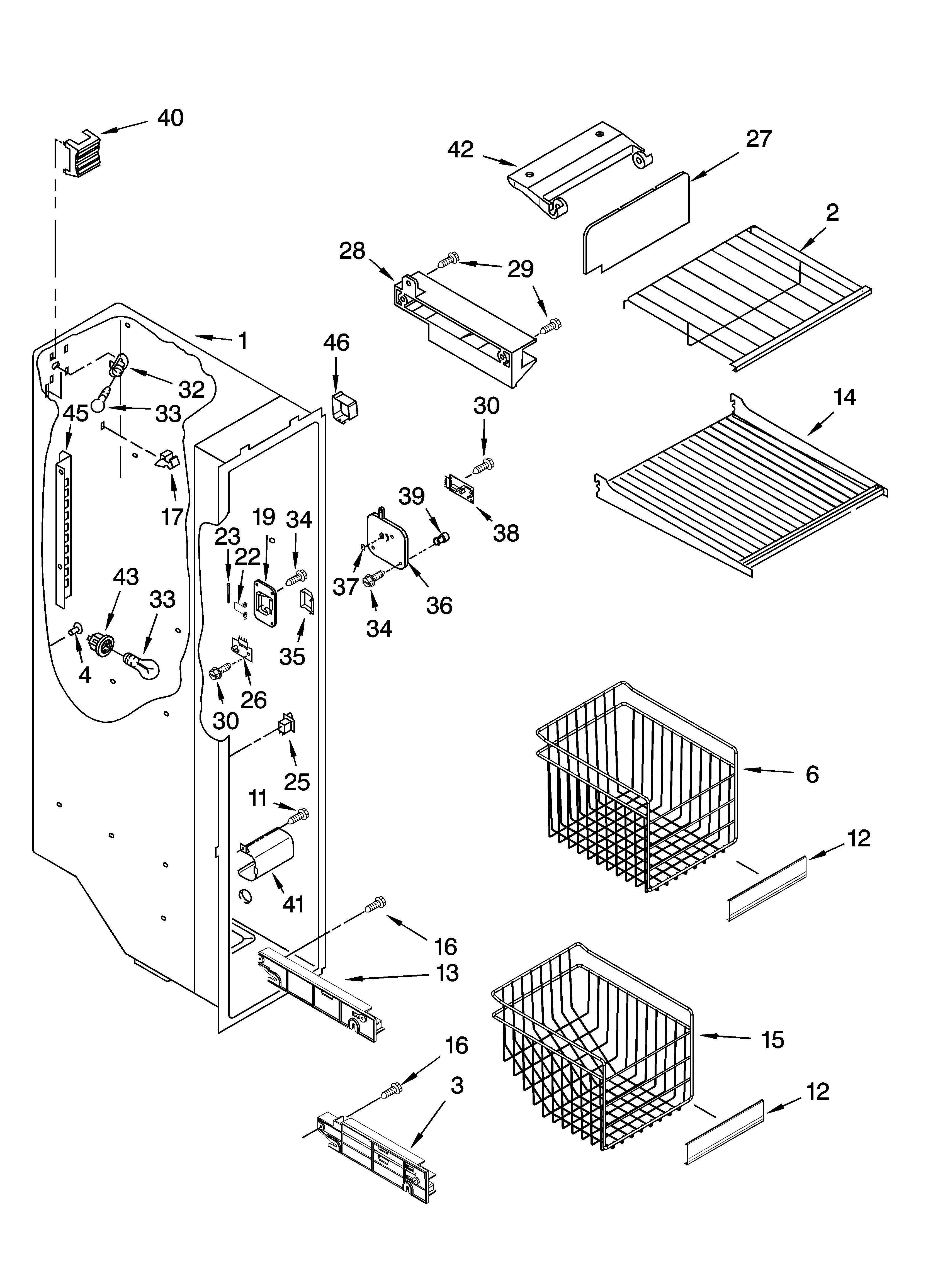 Whirlpool ED5NHAXNL03 freezer liner parts diagram
