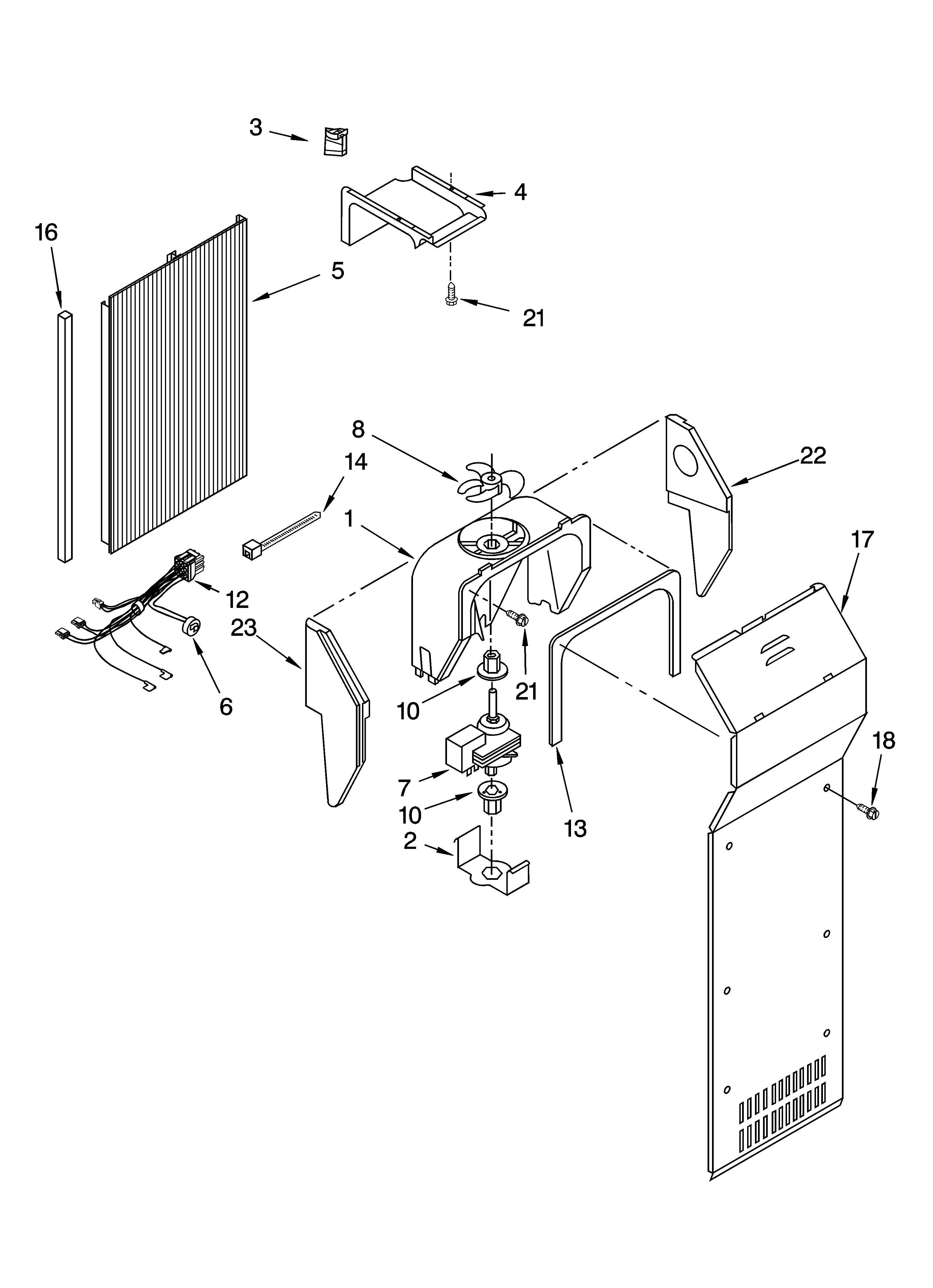 Whirlpool ED5NHAXNL03 air flow parts diagram