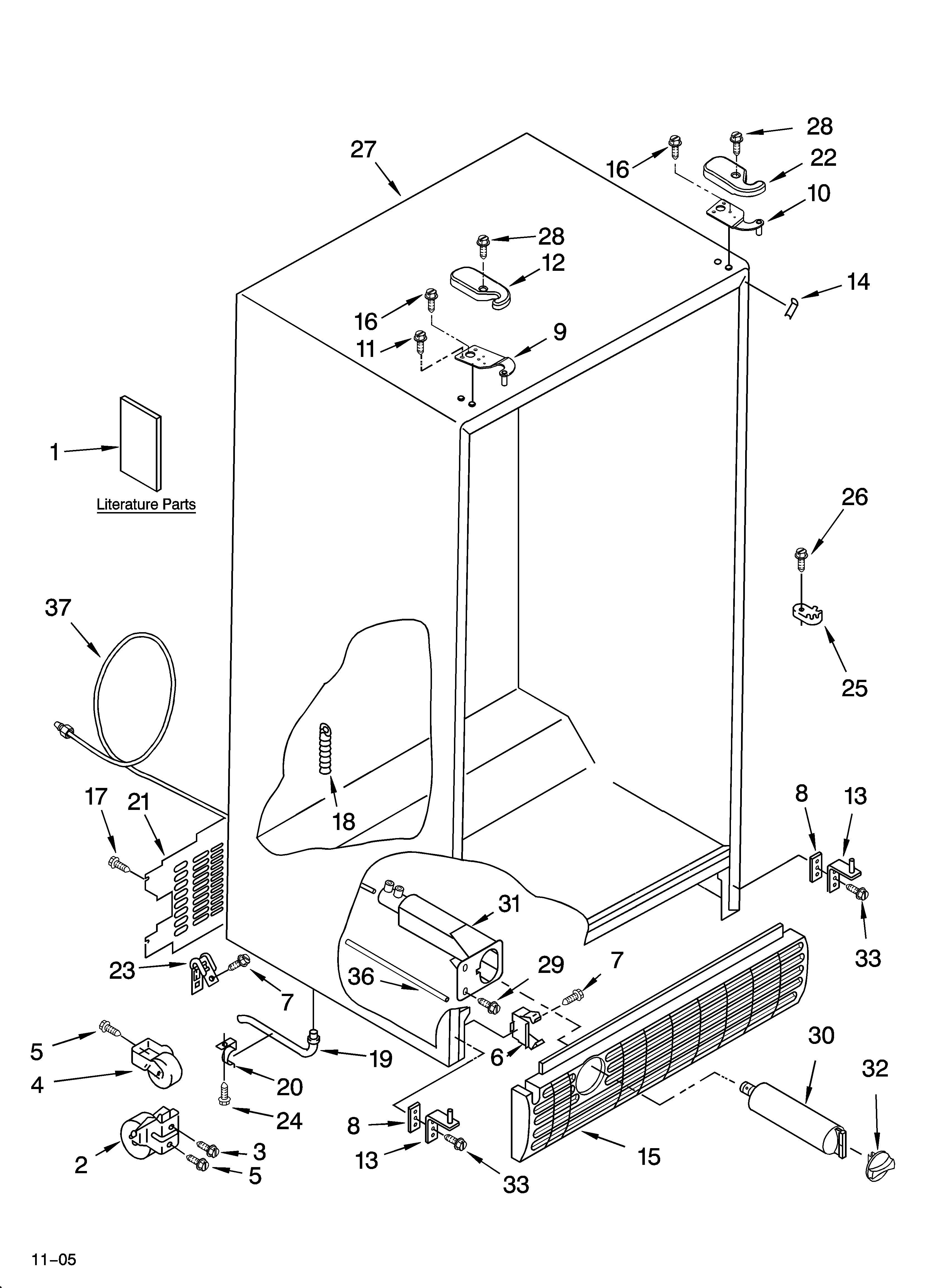 Whirlpool ED5NHGXRL01 cabinet parts diagram