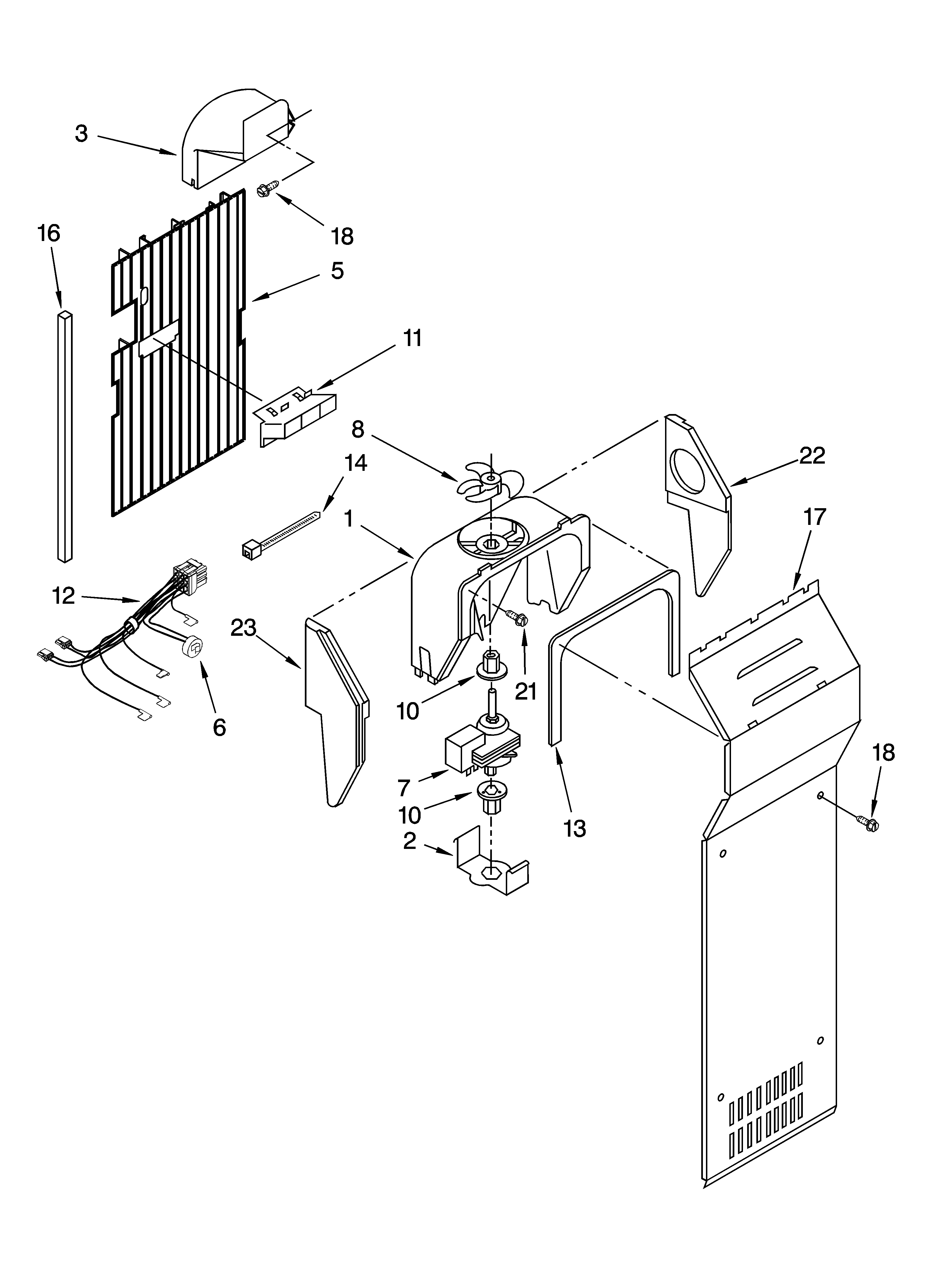 Whirlpool ED5NHGXRL01 air flow parts diagram