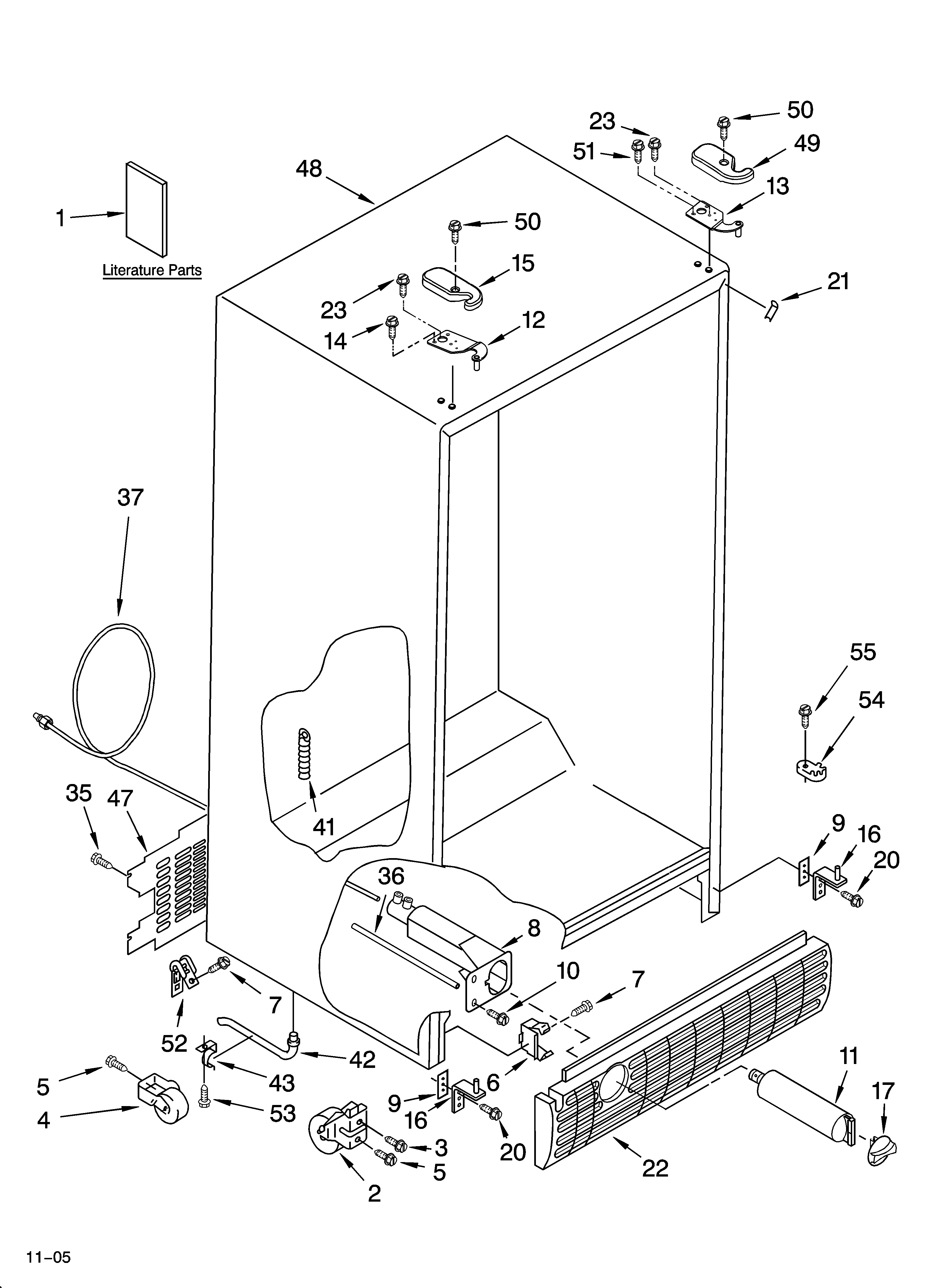 Whirlpool ED5RHEXNL03 cabinet parts diagram