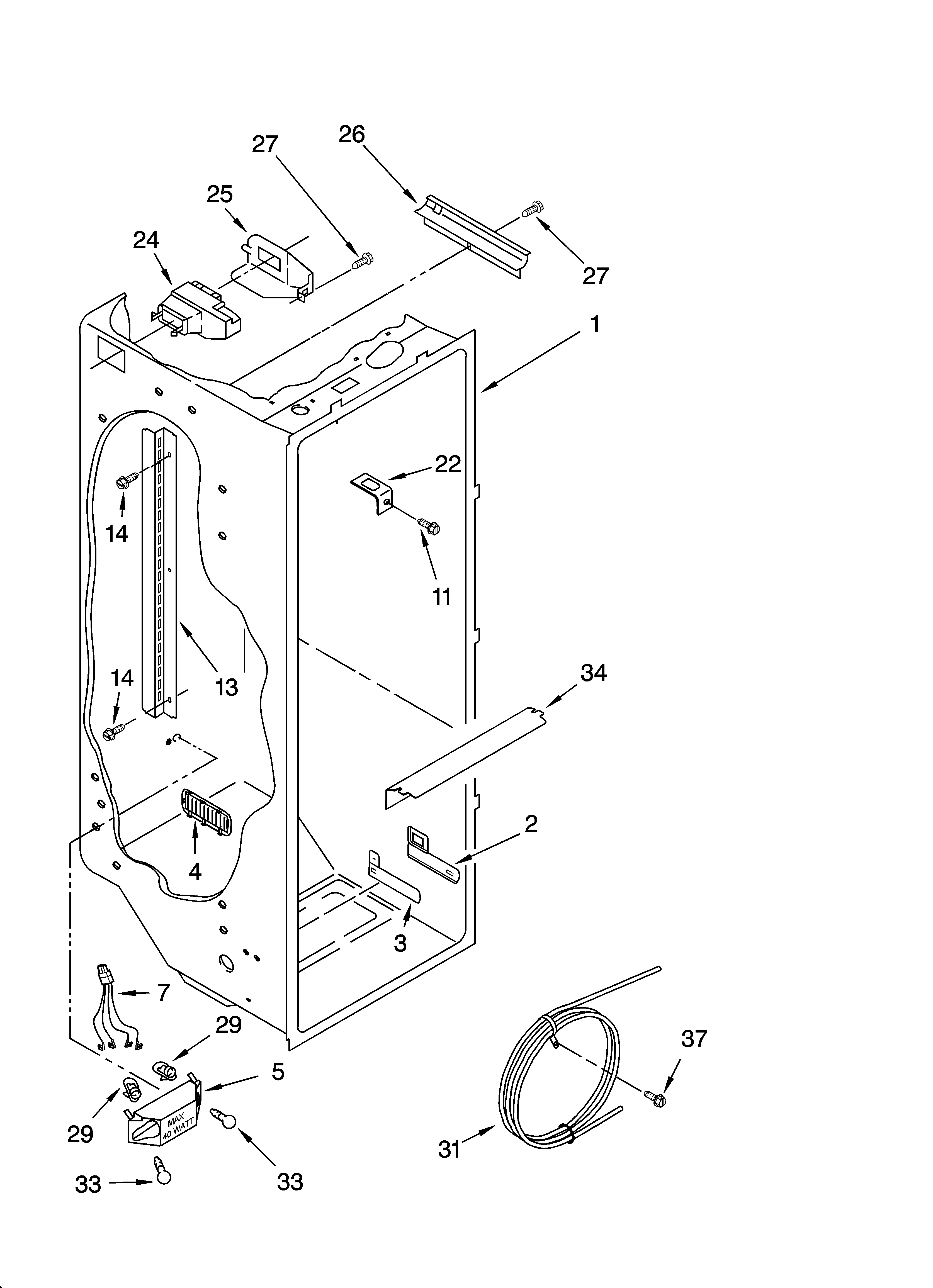 Whirlpool ED5RHEXNL03 refrigerator liner parts diagram