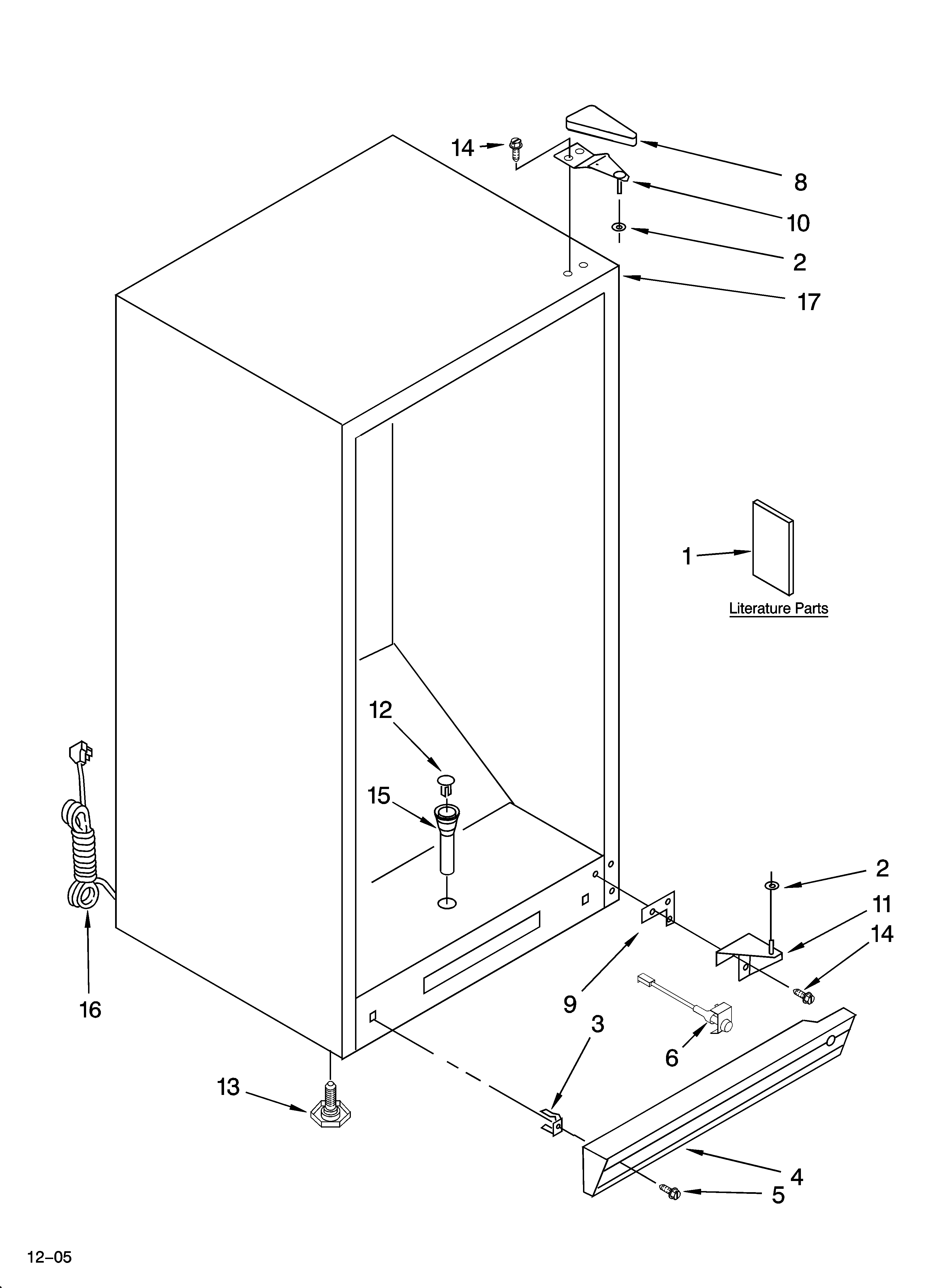 Whirlpool EV150FXMQ09 cabinet parts diagram