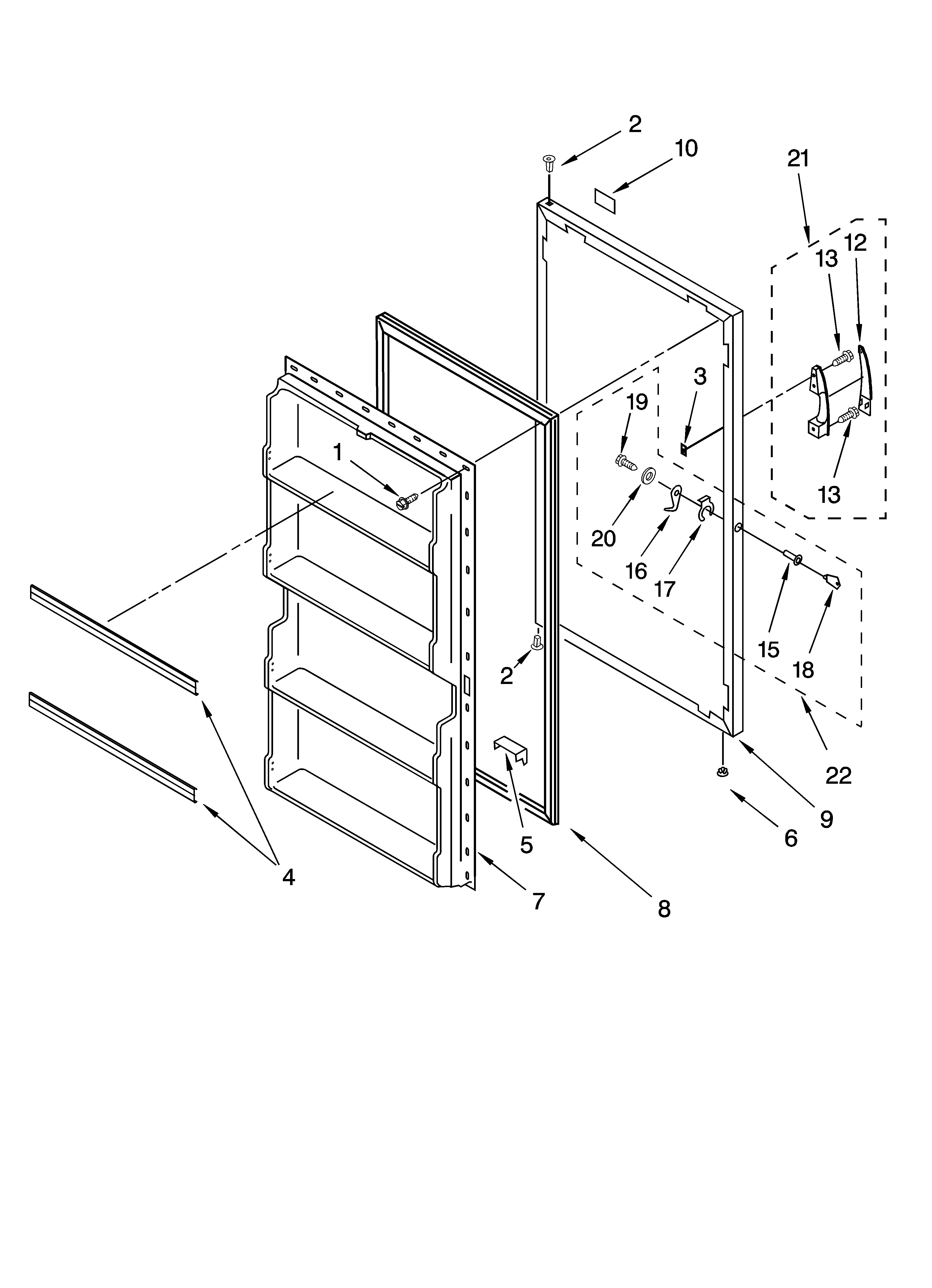 Whirlpool EV150FXMQ09 door parts, optional parts (not included) diagram