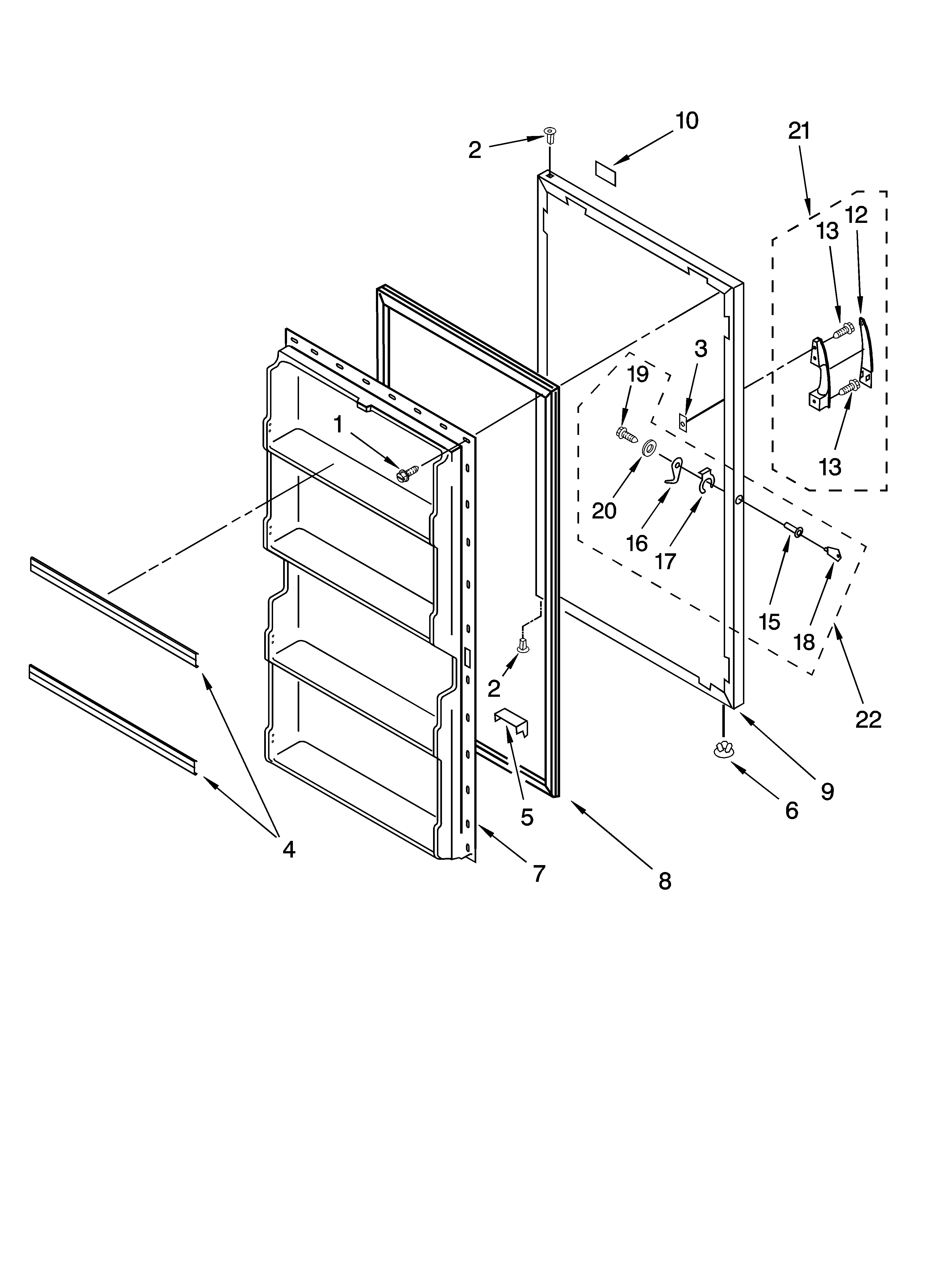 Whirlpool EV200FXMQ05 door parts, optional parts (not included) diagram