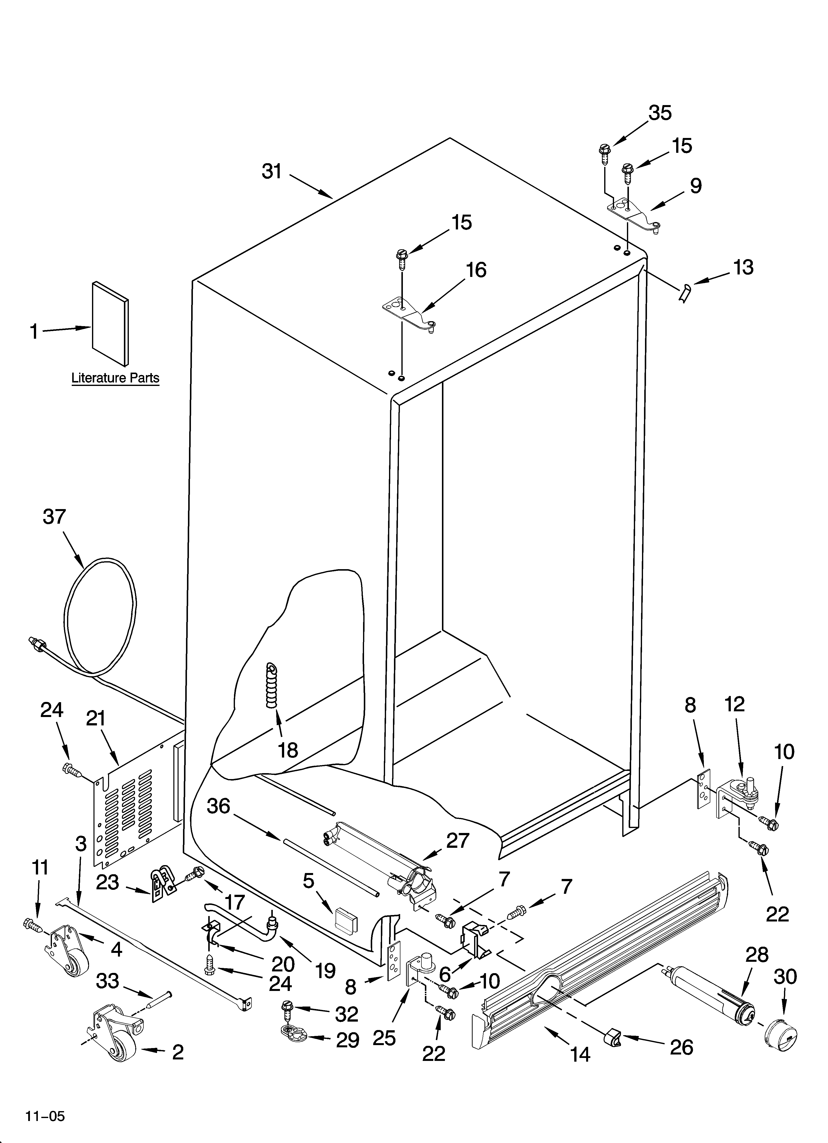 Whirlpool GC5SHEXNB03 cabinet parts diagram