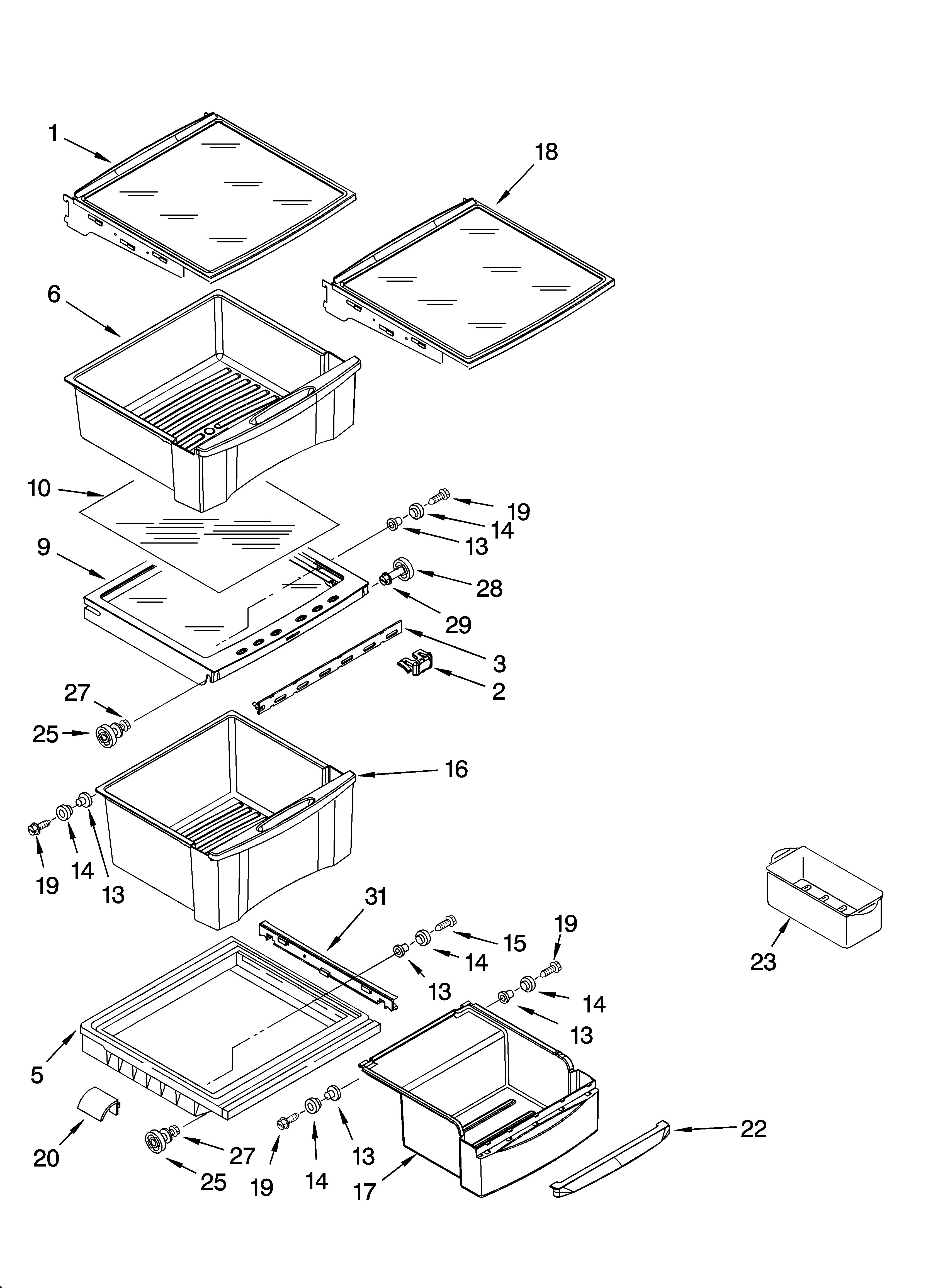 Whirlpool GC5SHEXNB03 refrigerator shelf parts diagram
