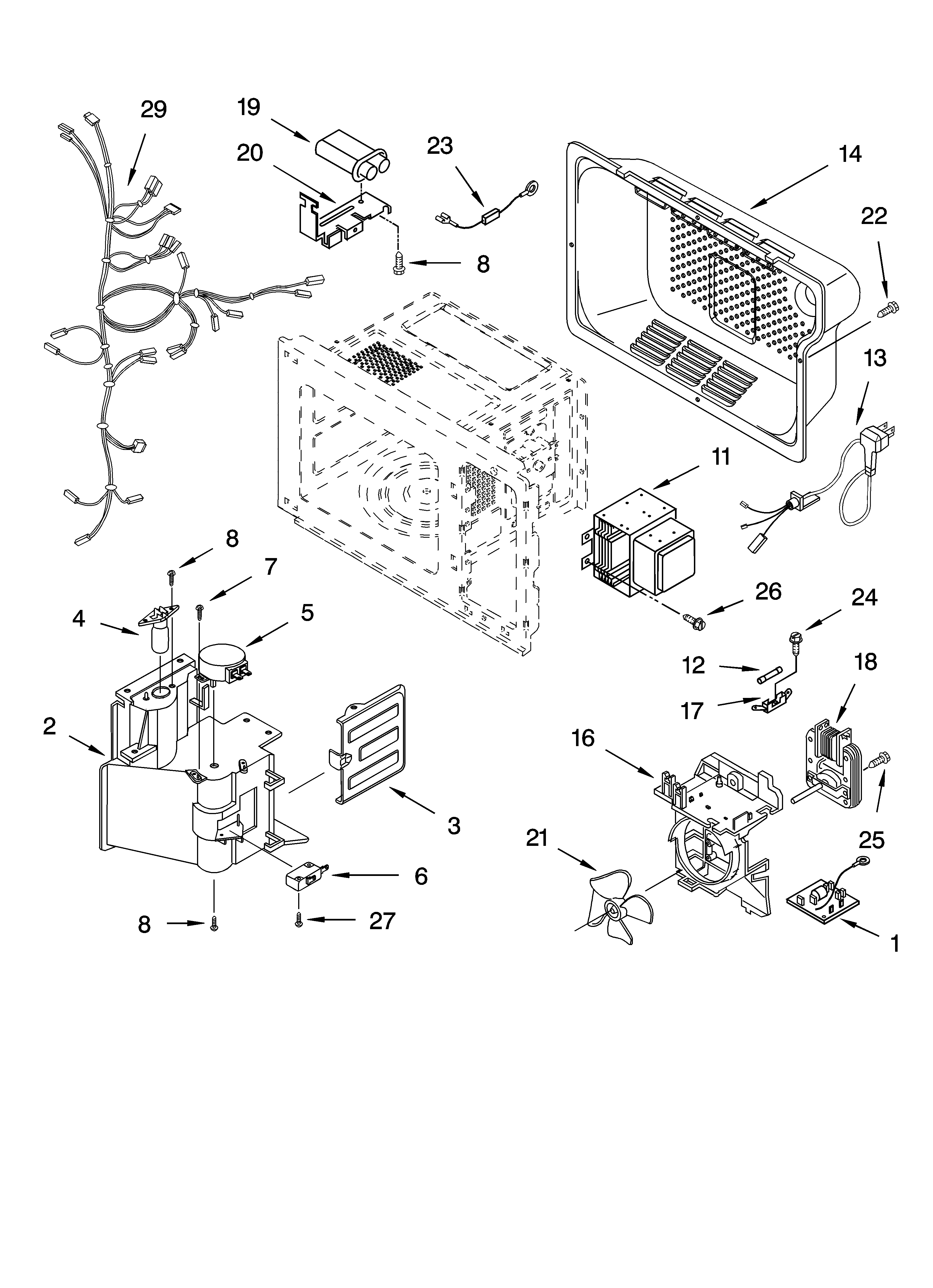 Whirlpool GM8155XJT2 oven interior parts diagram