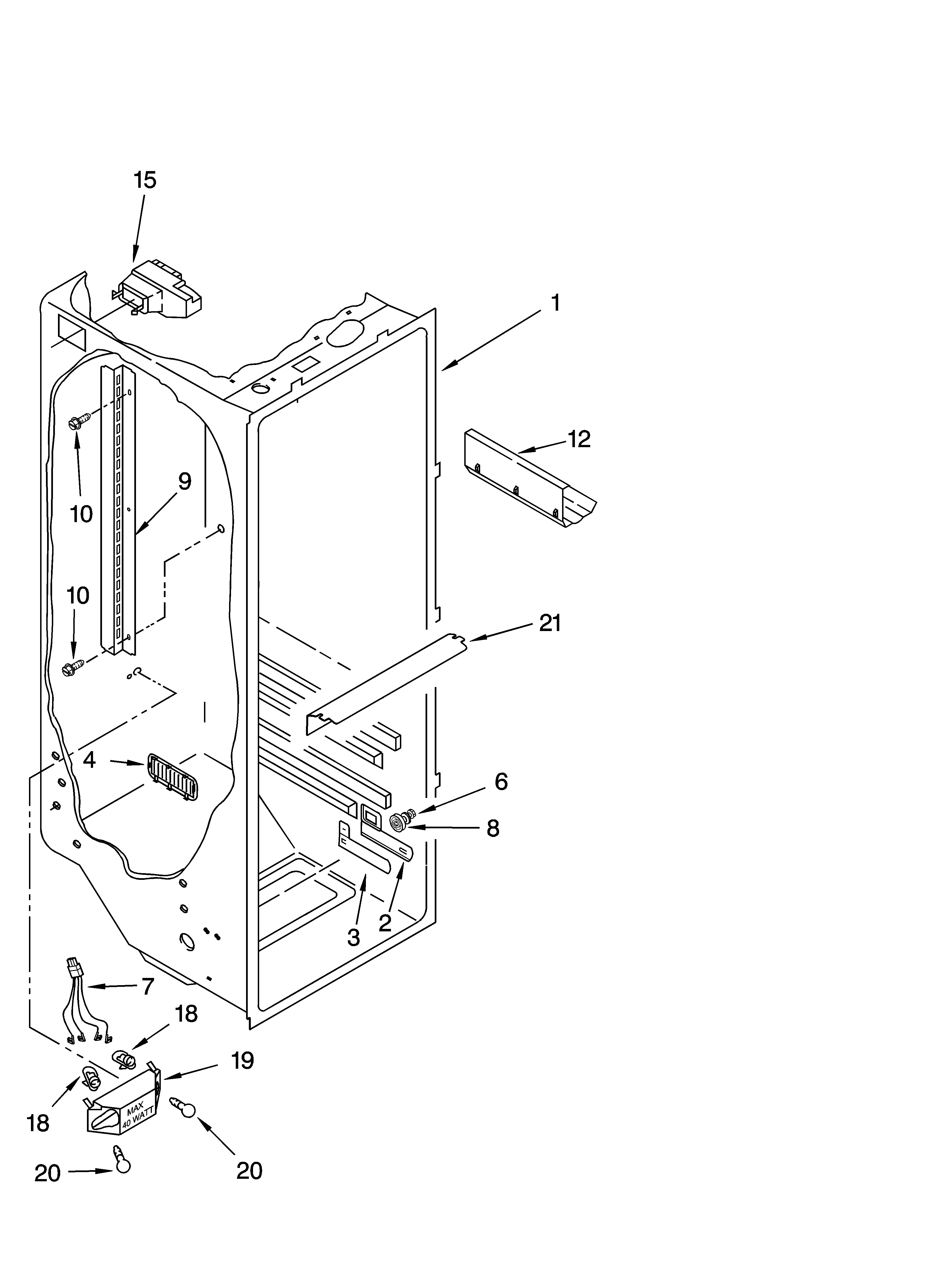 Whirlpool GS2SHKXNQ02 refrigerator liner parts diagram