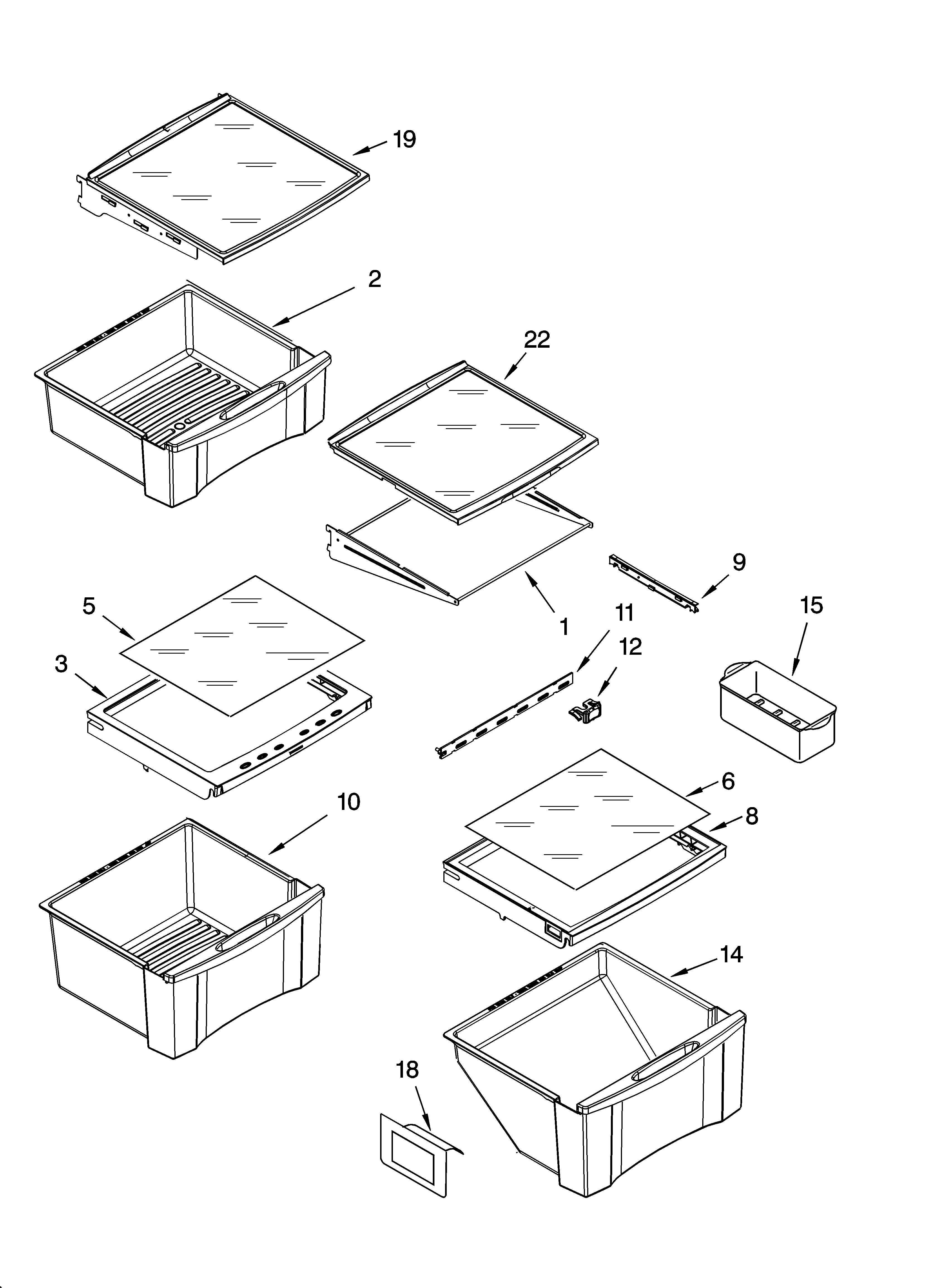 Whirlpool GS2SHKXNQ02 refrigerator shelf parts diagram