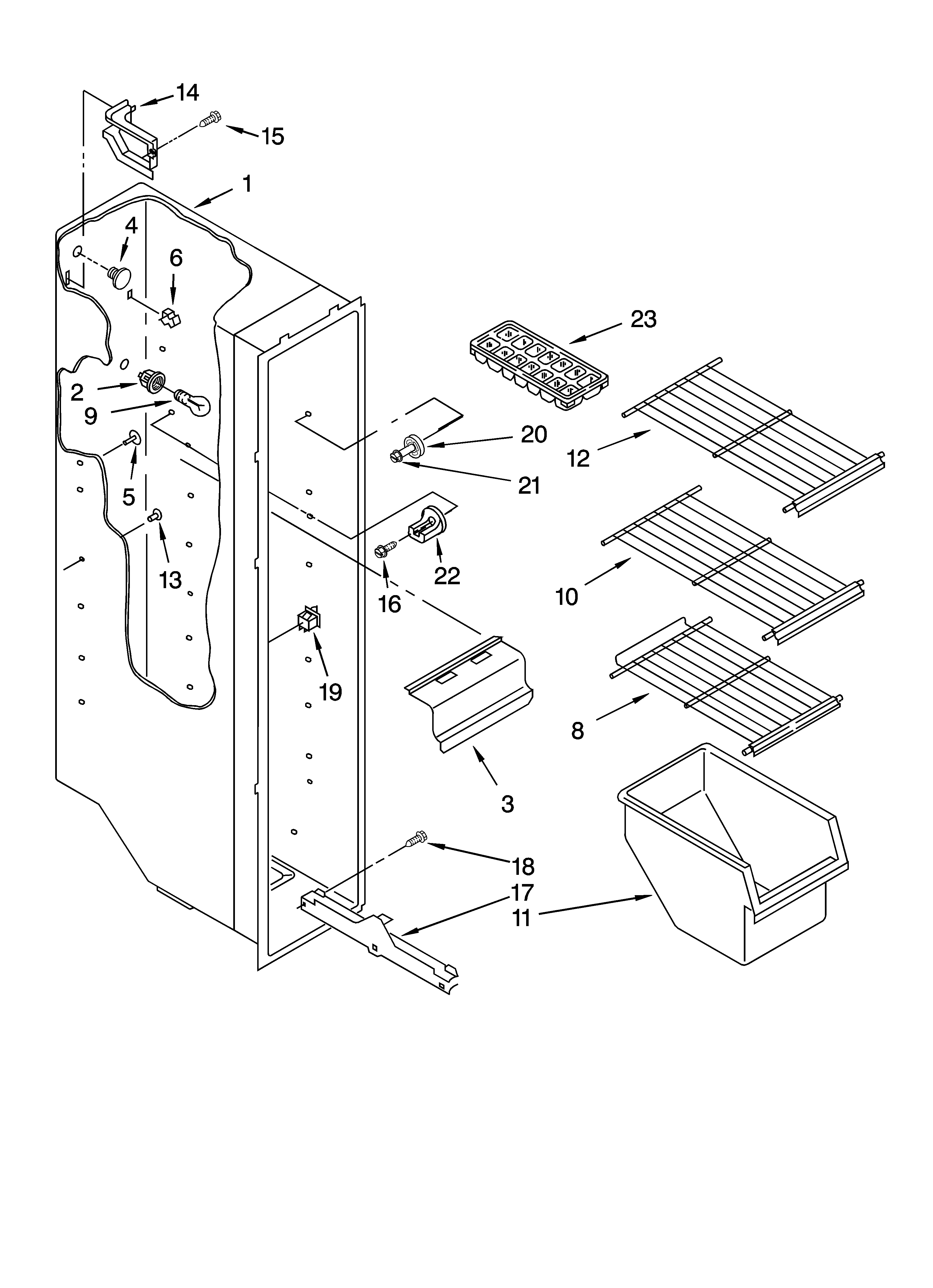 Whirlpool GS2SHKXNQ02 freezer liner parts diagram