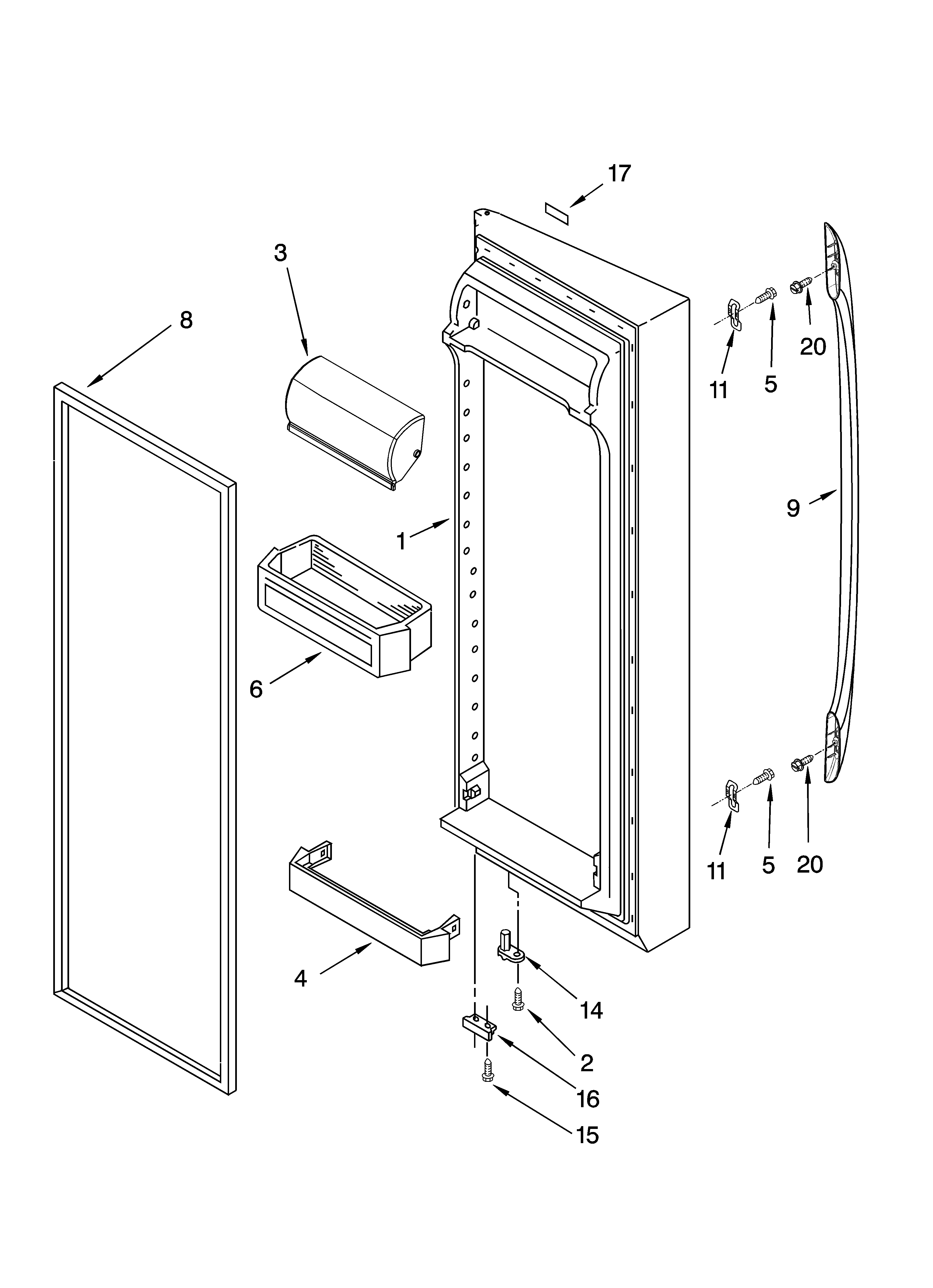 Whirlpool GS2SHKXNQ02 refrigerator door parts diagram