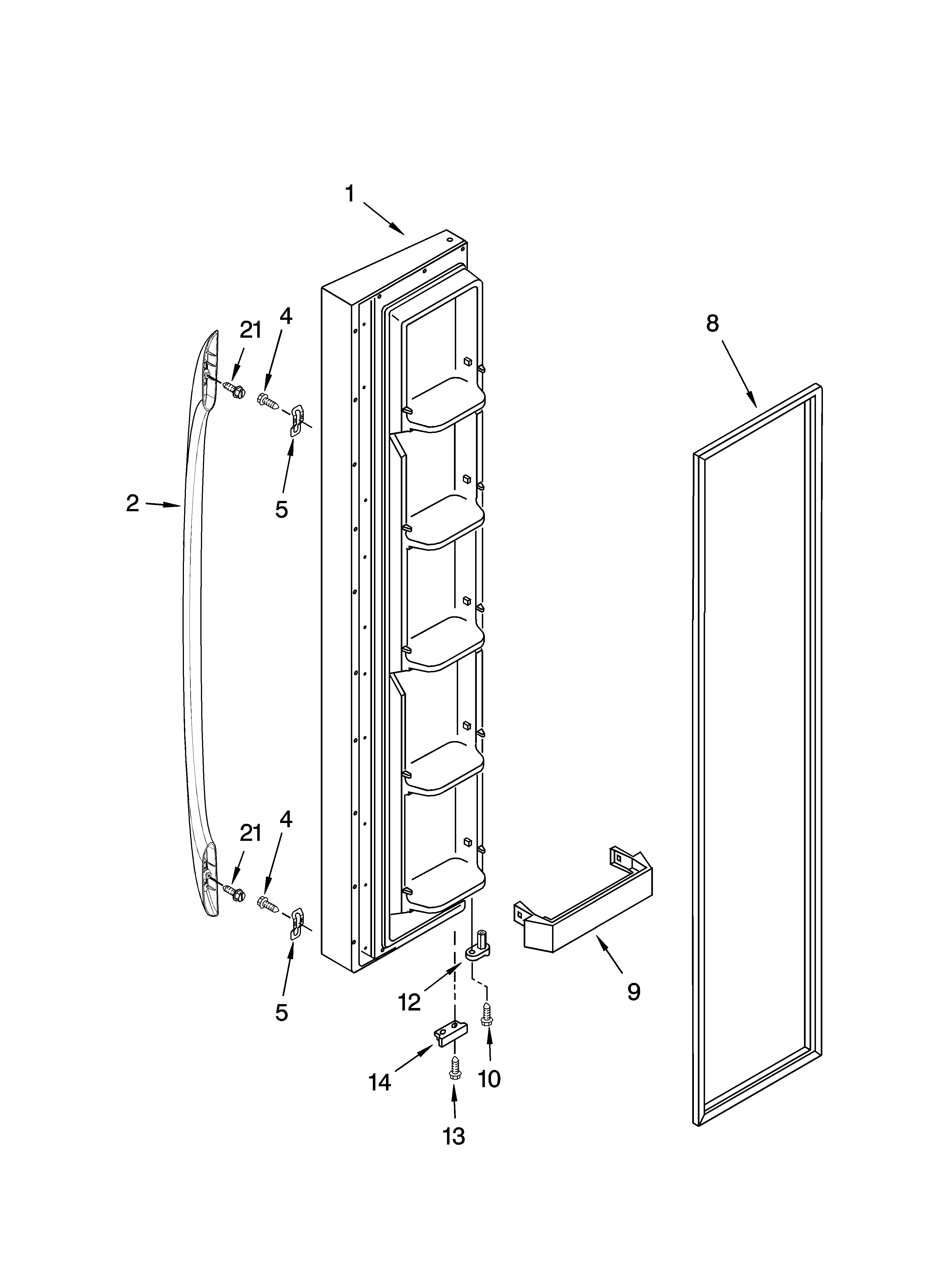 Whirlpool GS2SHKXNQ02 freezer door parts diagram