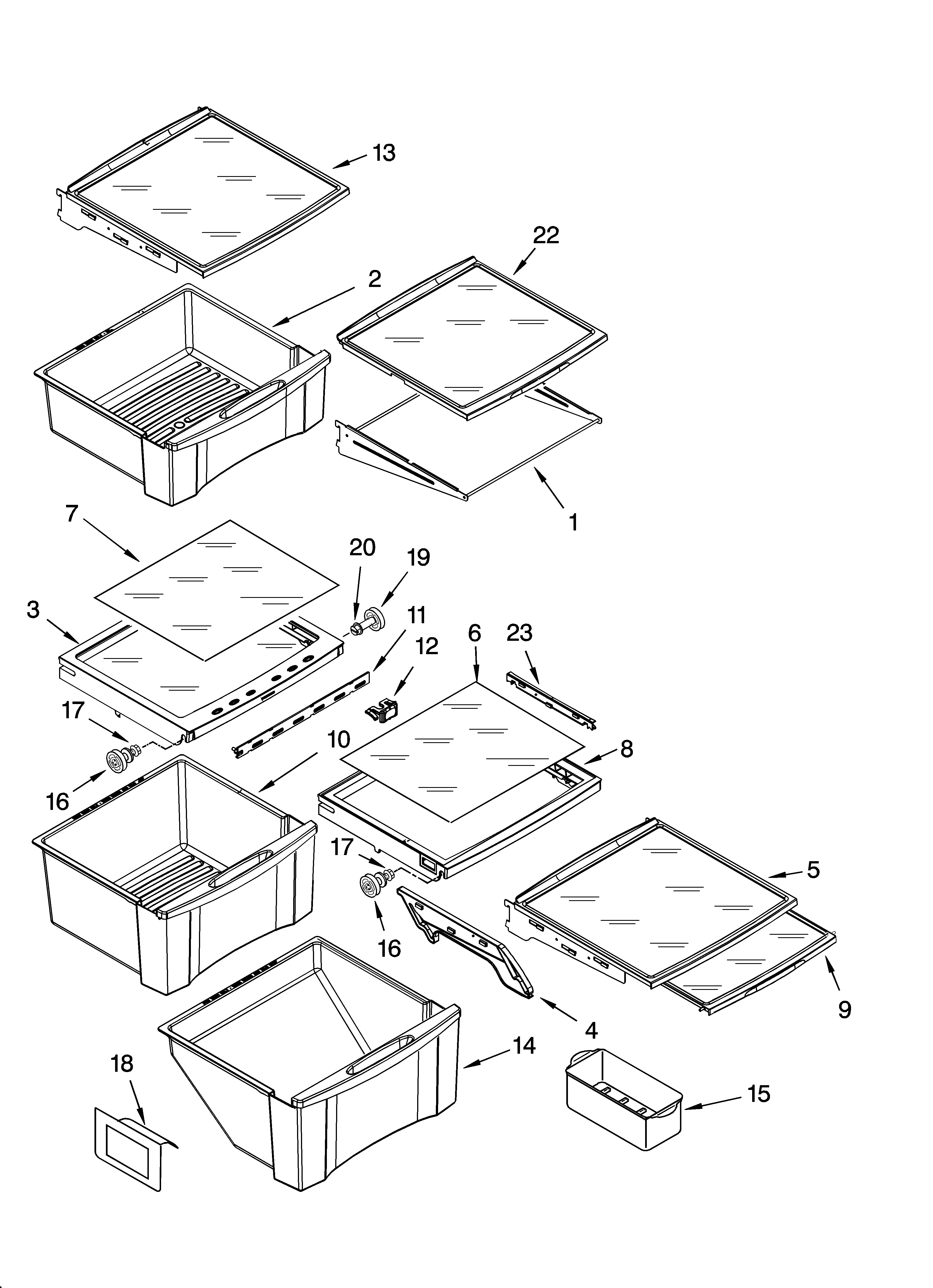 Whirlpool GS6SHEXNB01 refrigerator shelf parts diagram