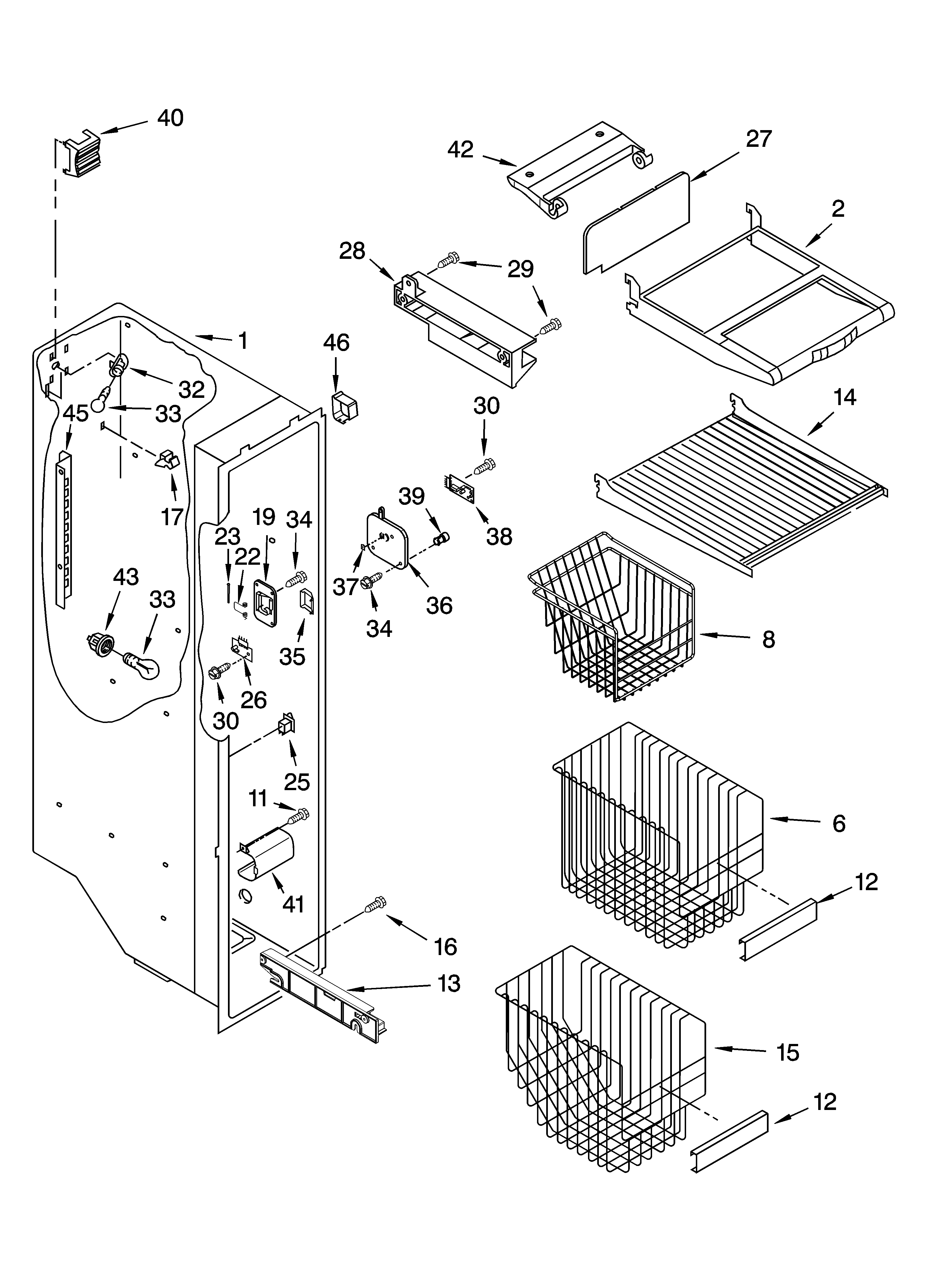 Whirlpool GS6SHEXNL02 freezer liner parts diagram