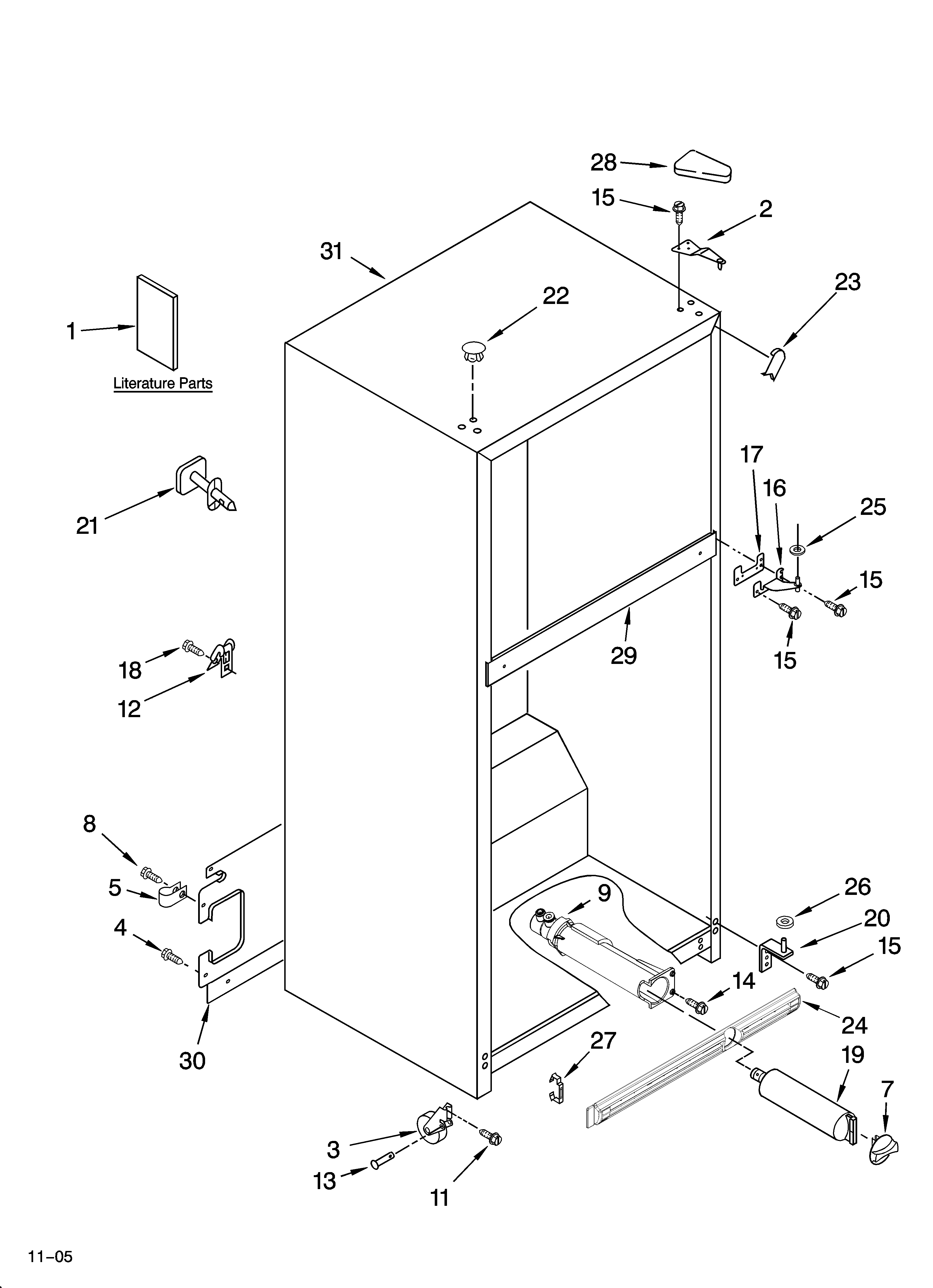 Whirlpool GT2MHTXRB01 cabinet parts diagram