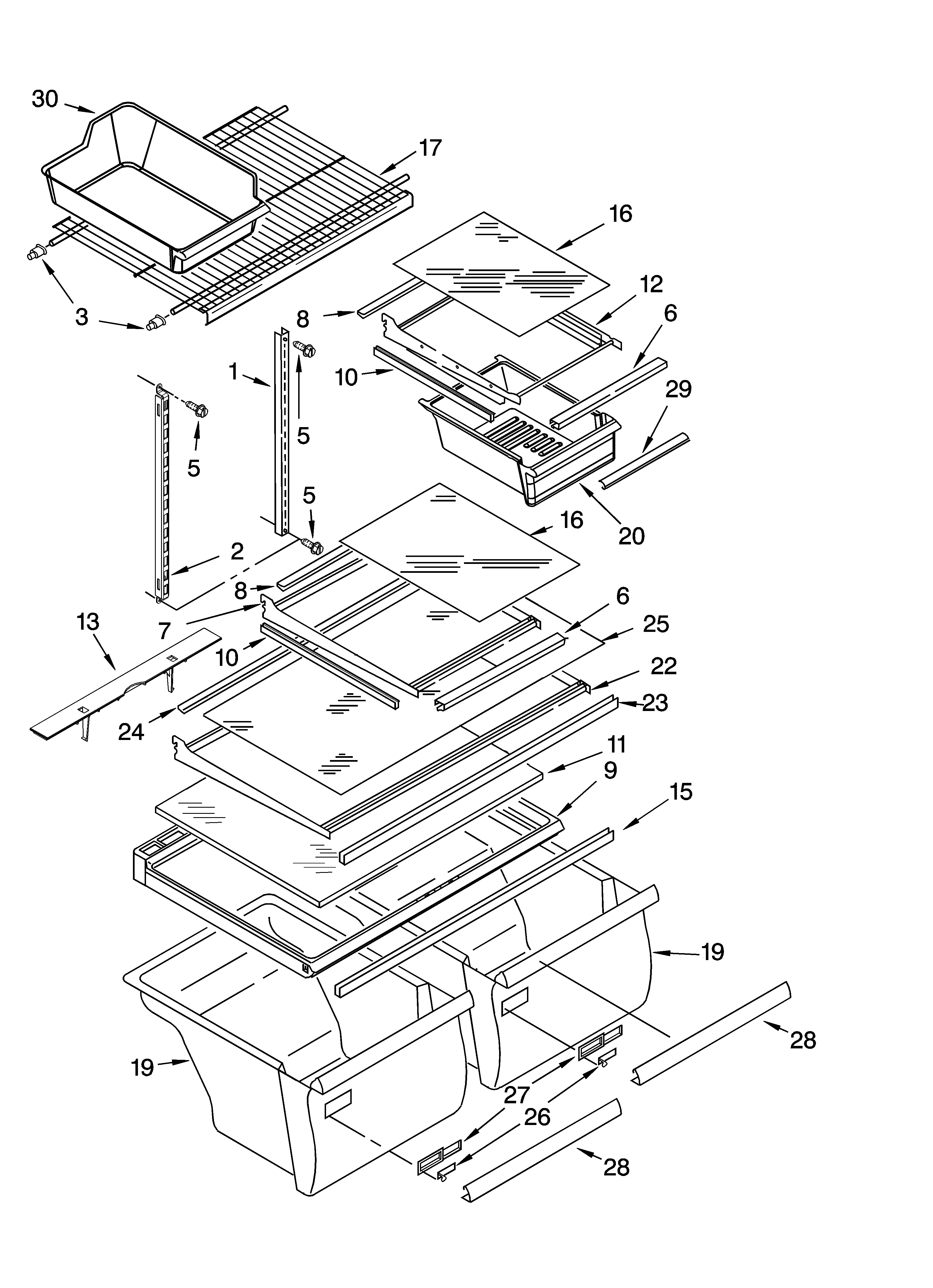 Whirlpool GT2MHTXRB01 shelf parts diagram
