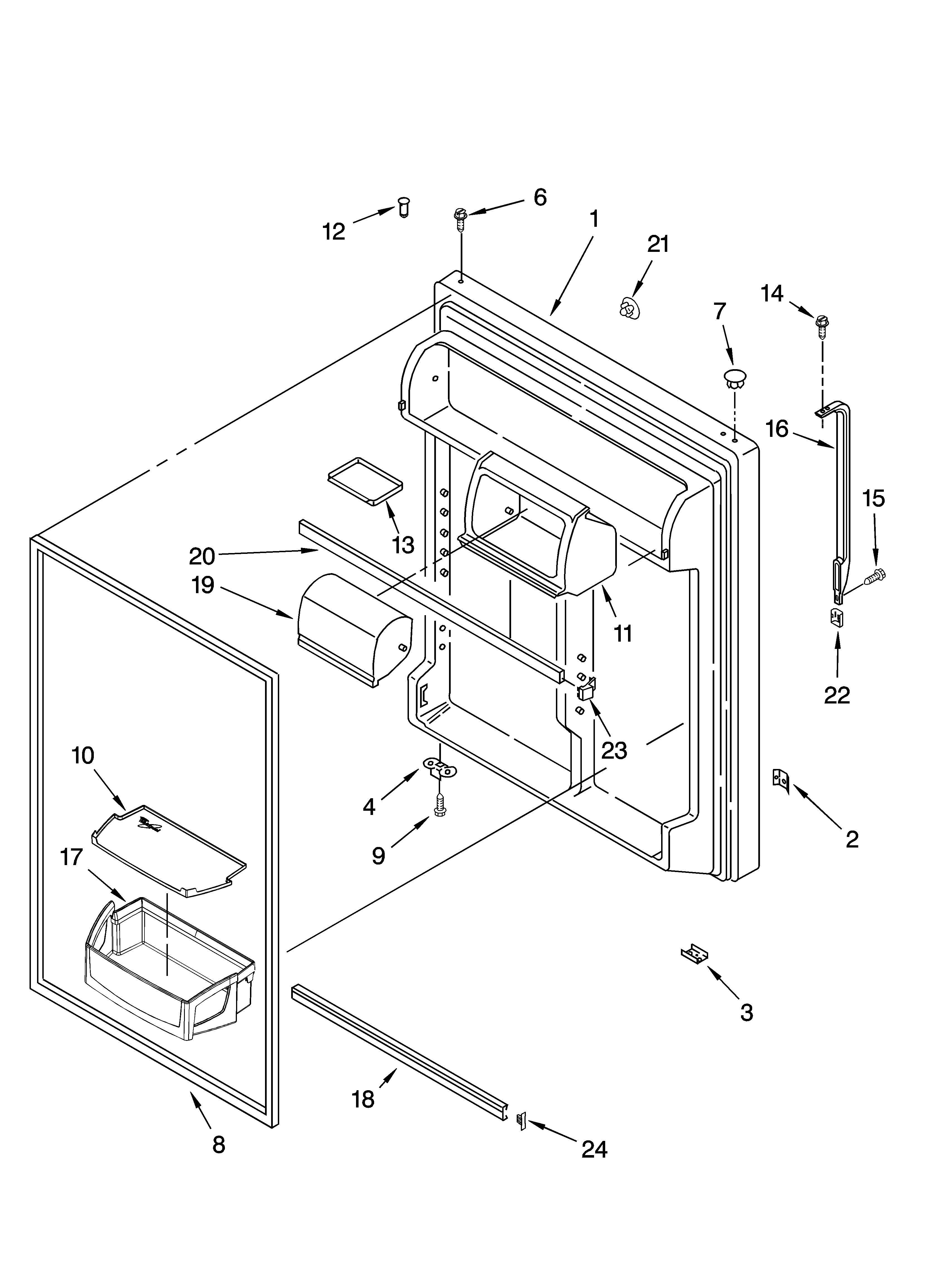 Whirlpool GT2MHTXRB01 refrigerator door parts diagram