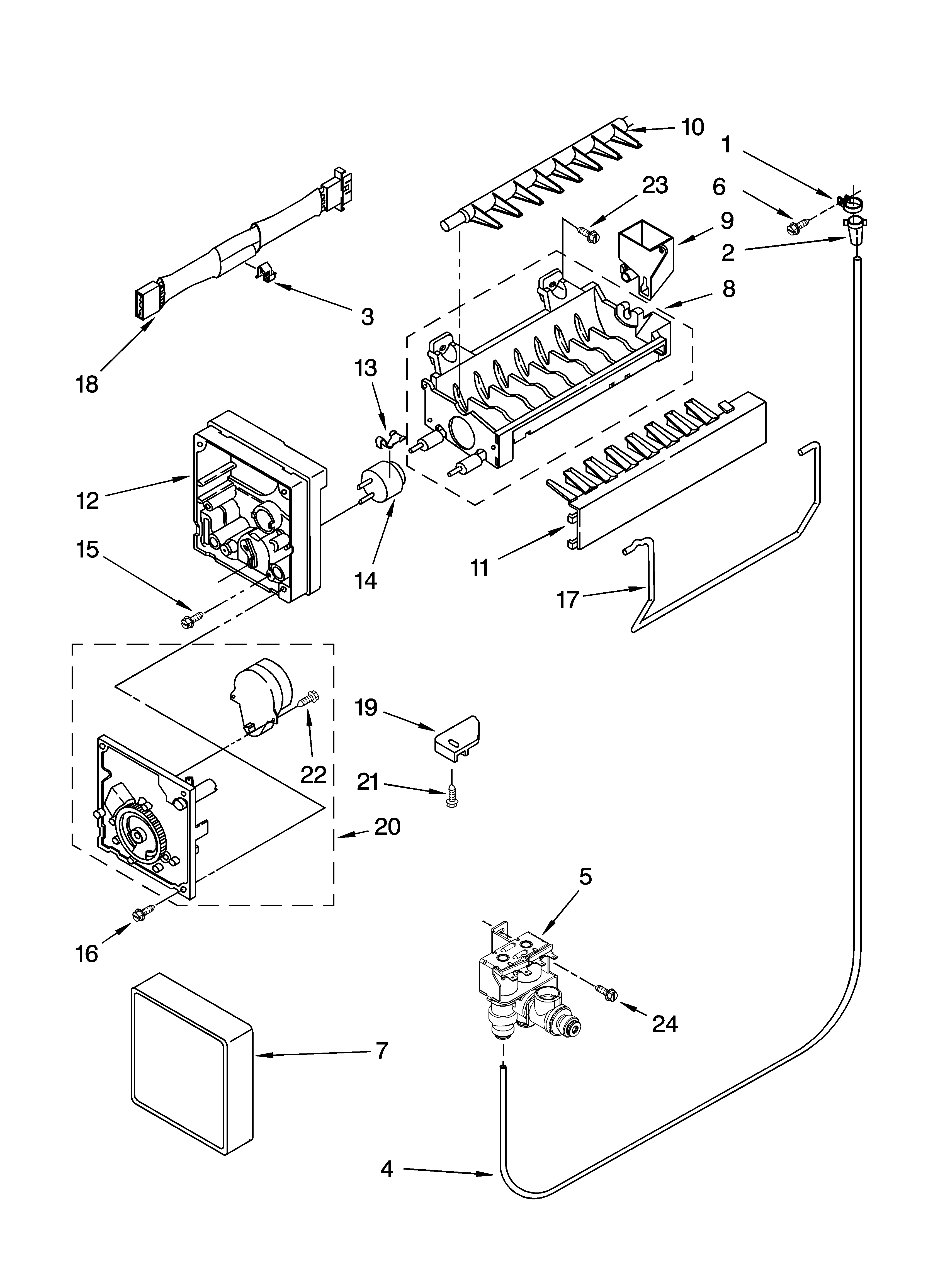 Whirlpool GT2MHTXRB01 icemaker parts diagram